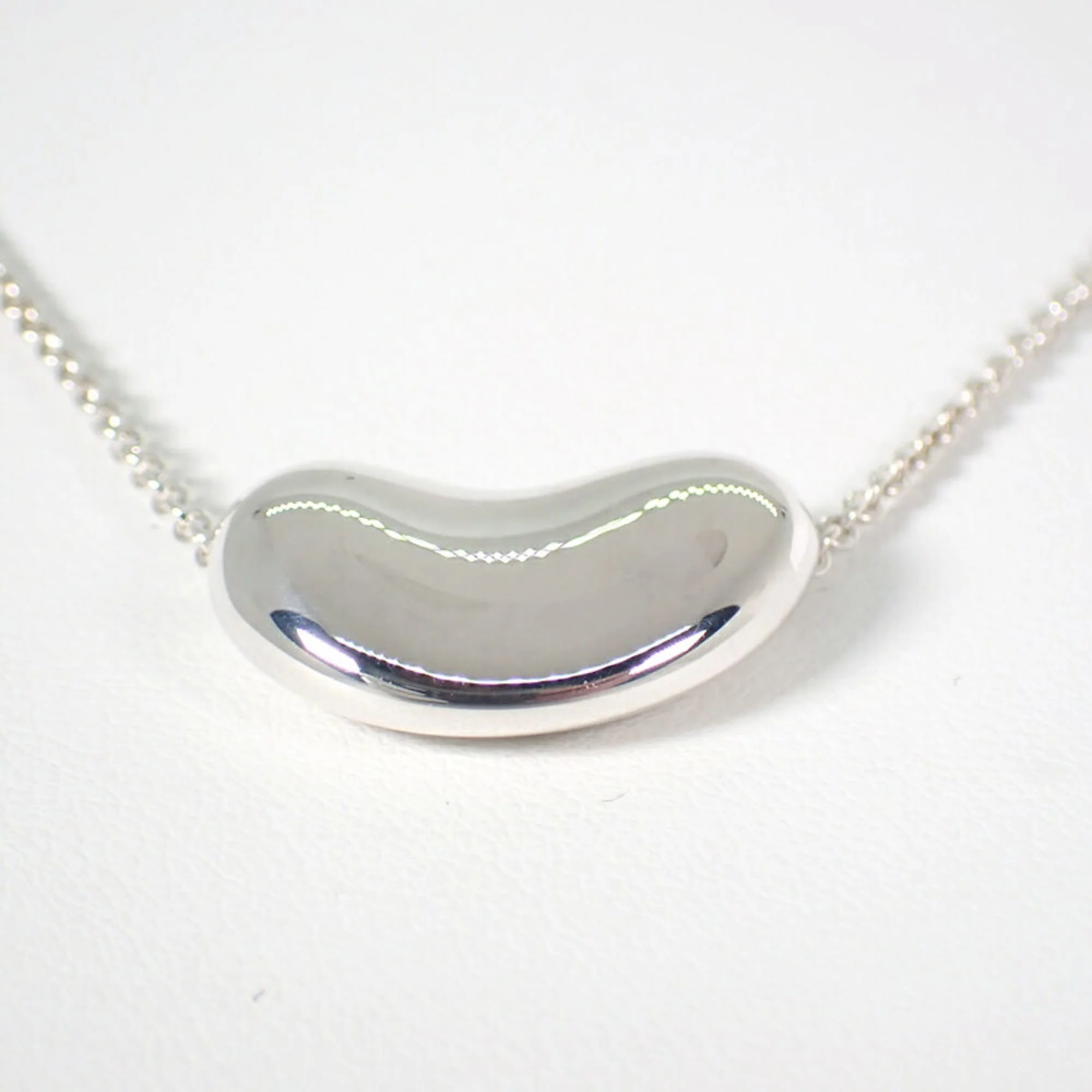 Bean Pendant Necklace Sterling Silver 13mm - Image 5