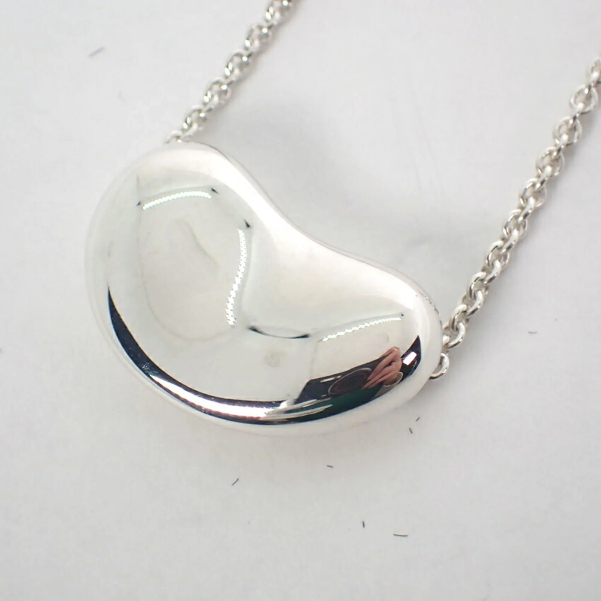 Bean Pendant Necklace Sterling Silver 13mm - Image 7