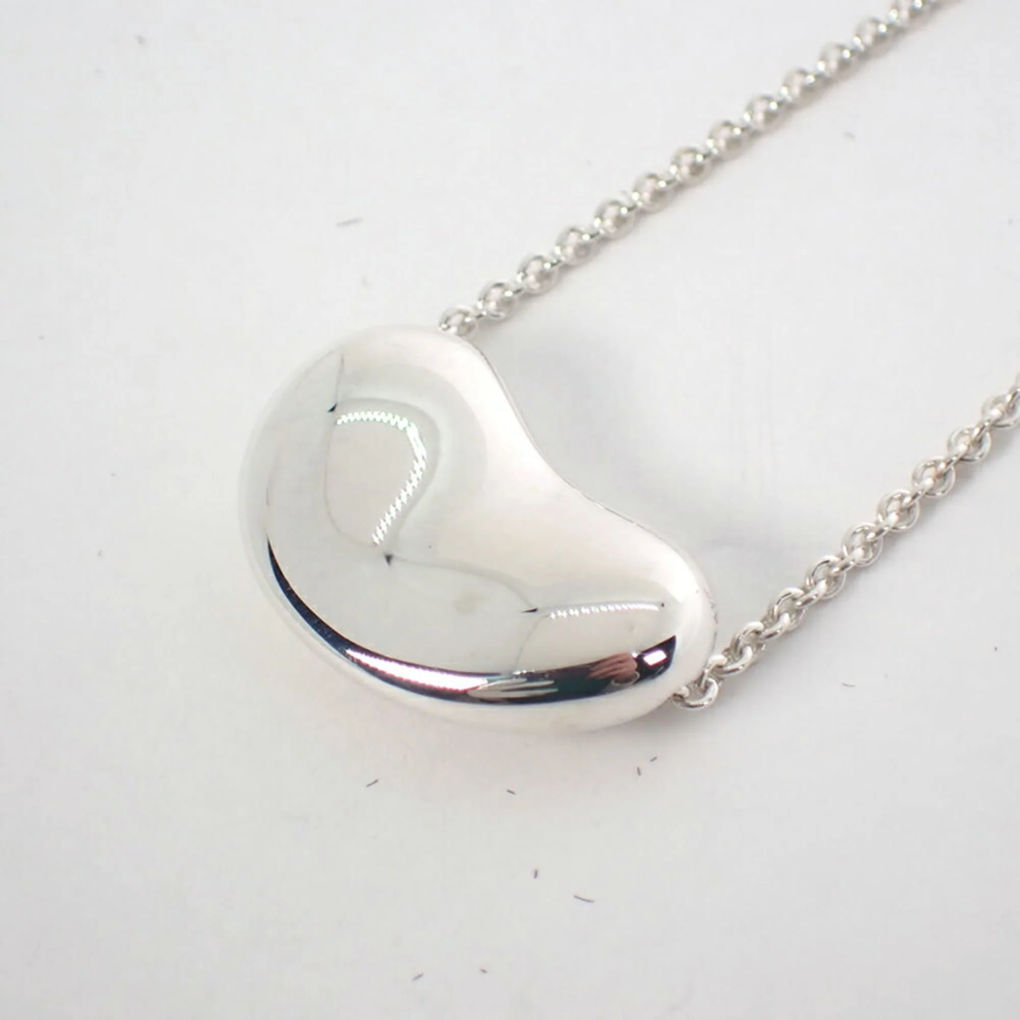 Bean Pendant Necklace Sterling Silver 13mm - Image 8