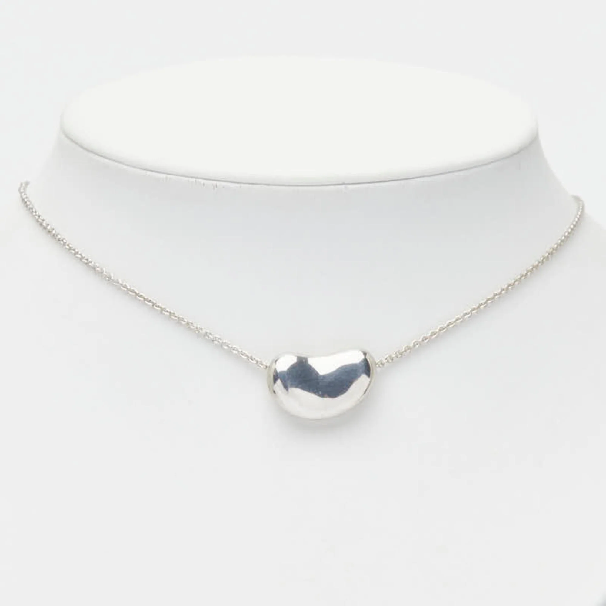 Bean Pendant Necklace Sterling Silver 14.2mm - Image 8