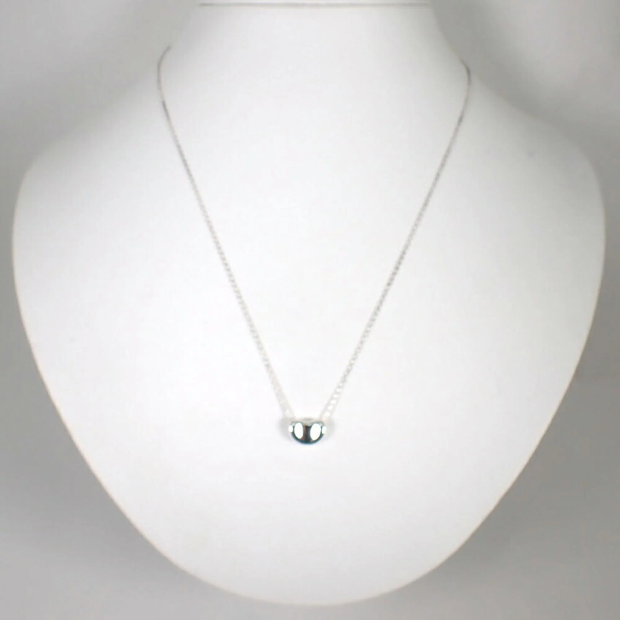Bean Pendant Necklace Sterling Silver 7.5mm - Image 3