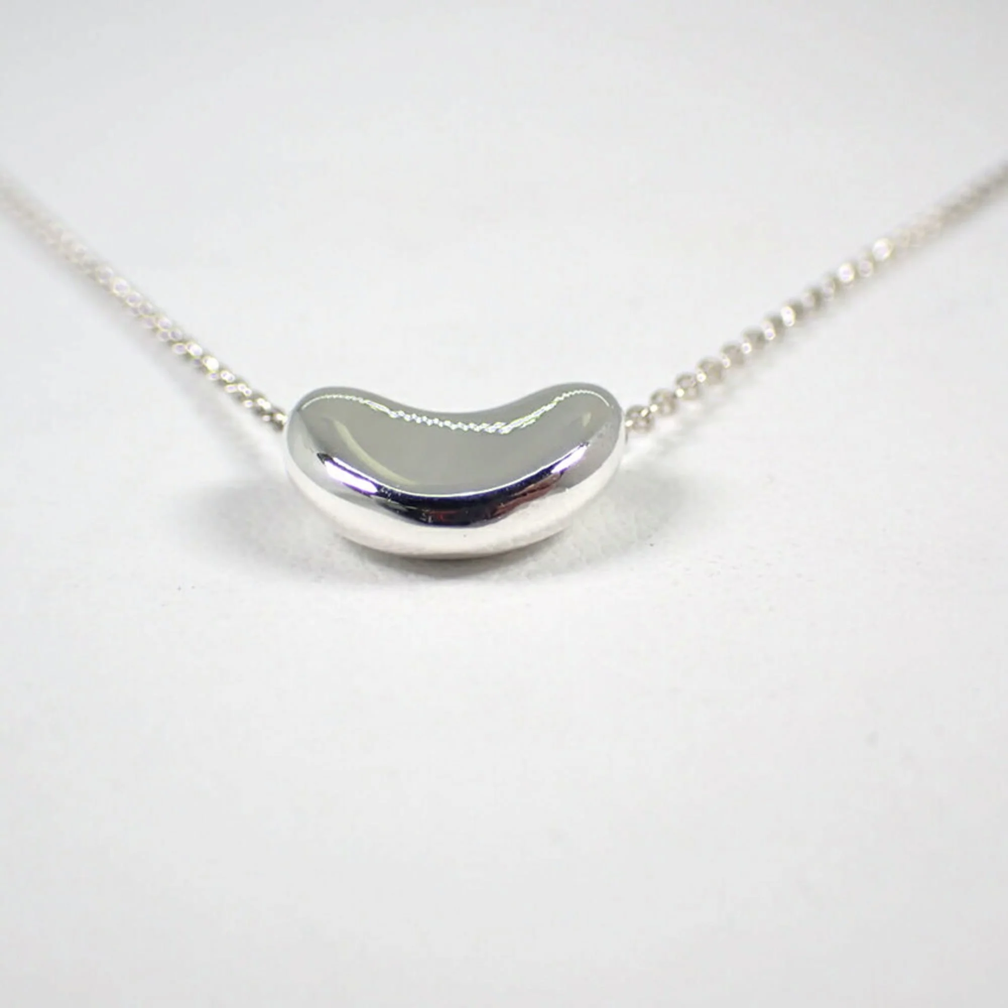 Bean Pendant Necklace Sterling Silver 7.5mm - Image 5