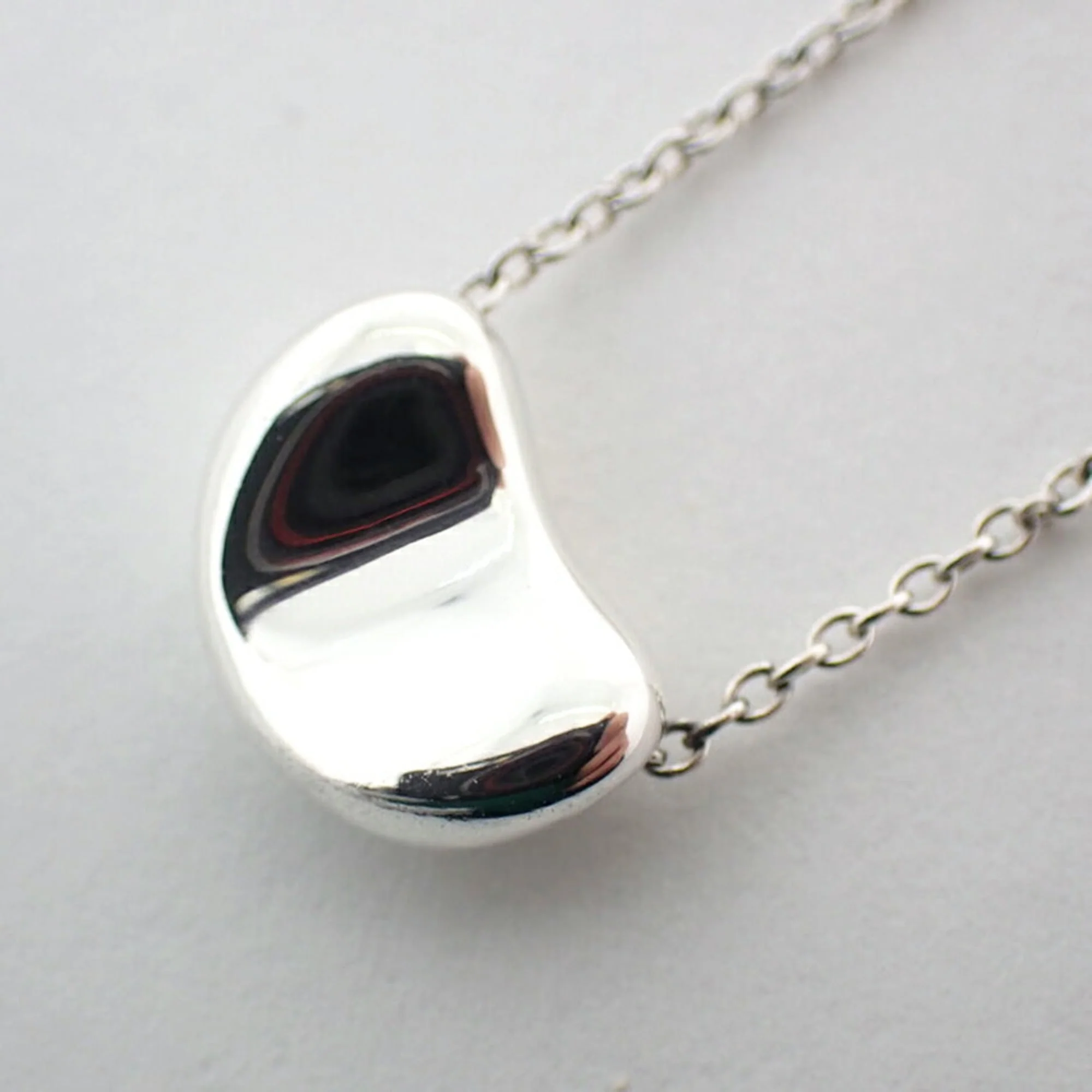 Bean Pendant Necklace Sterling Silver 7.5mm - Image 7