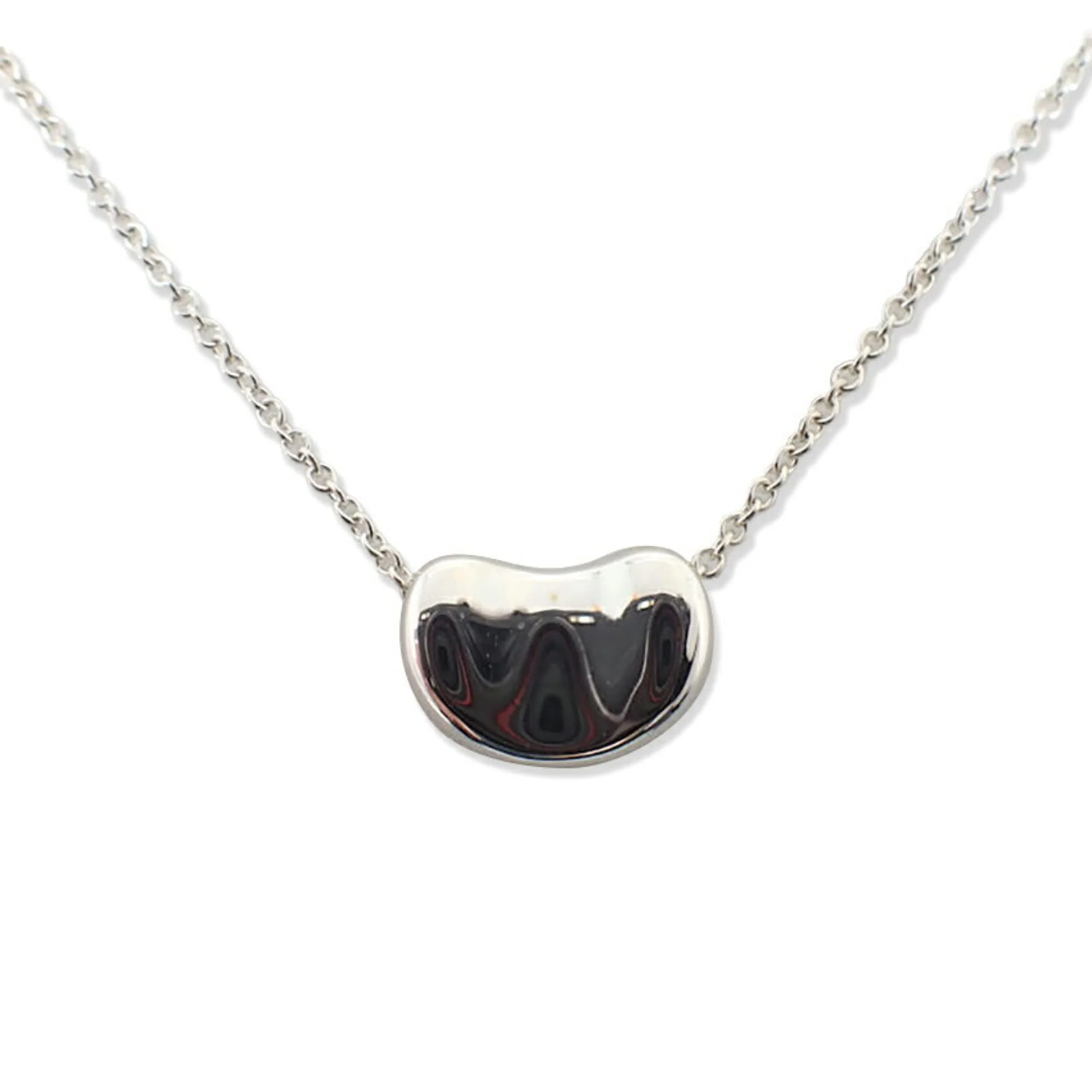 Bean Pendant Necklace Sterling Silver 7.6mm - Image 2
