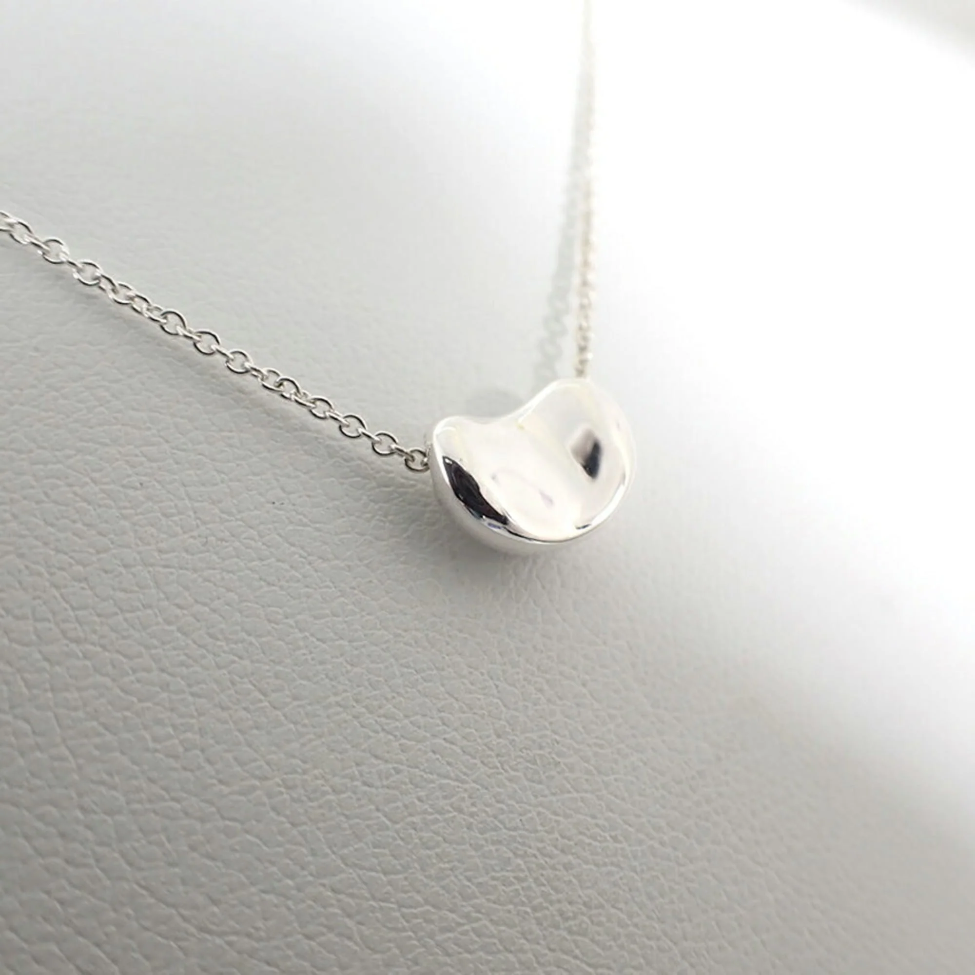 Bean Pendant Necklace Sterling Silver 7.6mm - Image 4