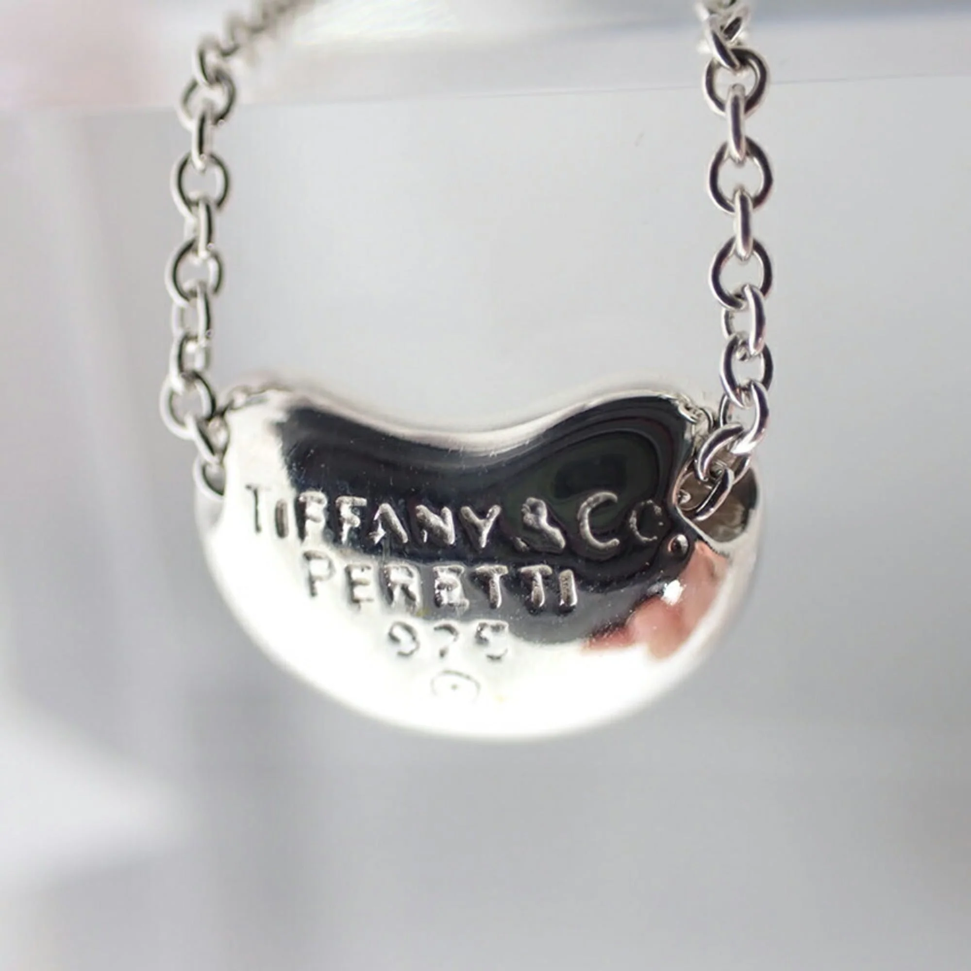 Bean Pendant Necklace Sterling Silver 7.6mm - Image 9