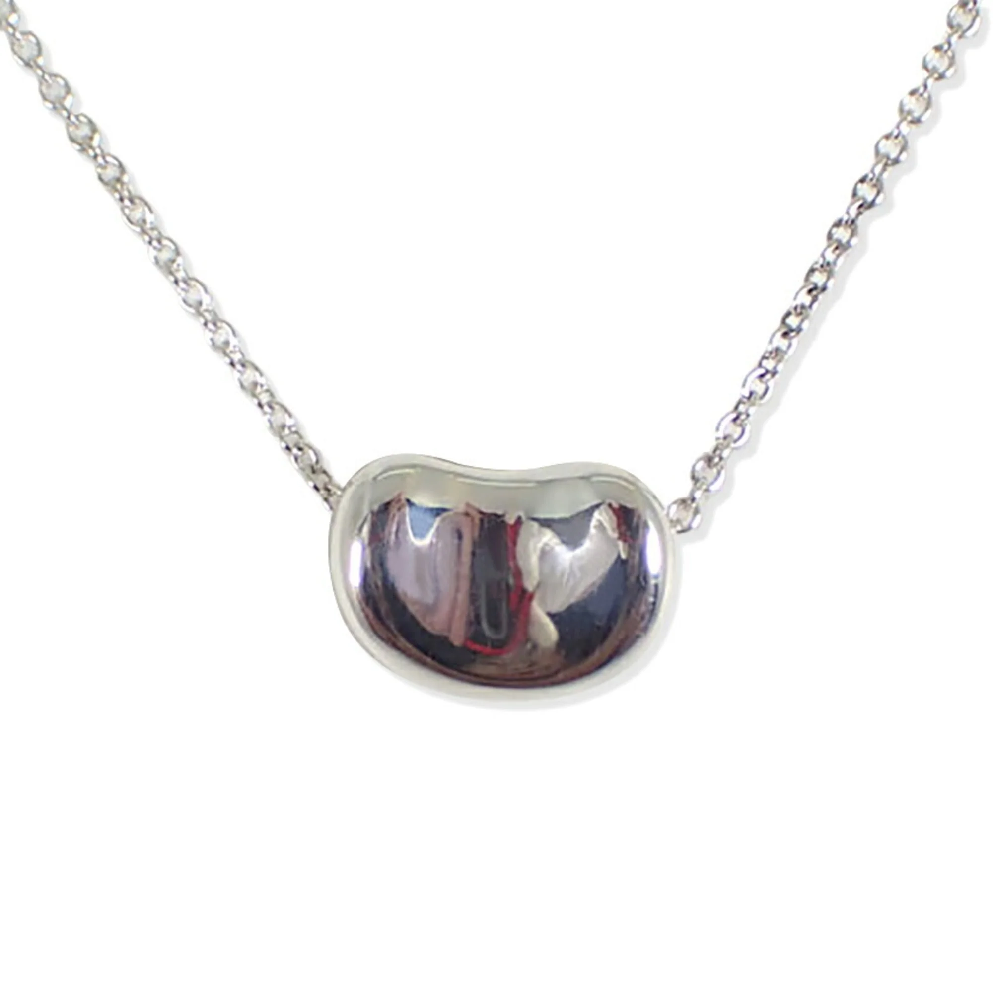 Bean Pendant Necklace Sterling Silver 7.8mm - Image 2
