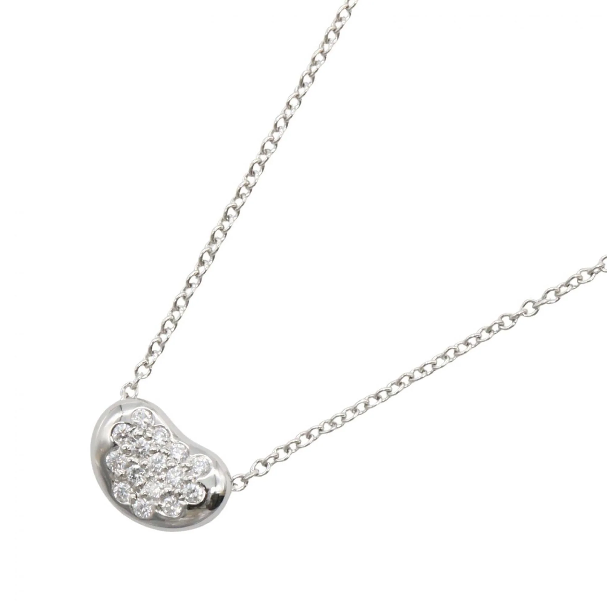 Bean Pendant Necklace Sterling Silver and Platinum 6mm