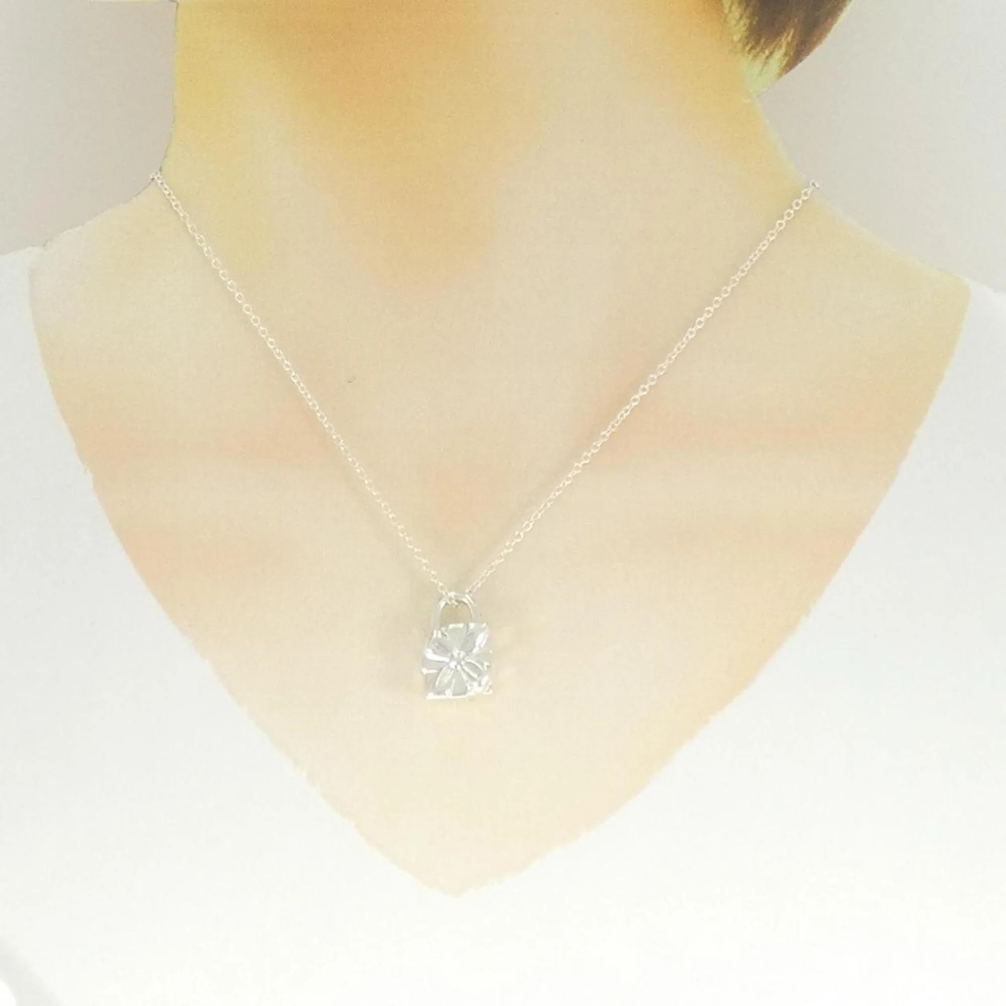 Bow Box Pendant Necklace Sterling Silver - Image 6