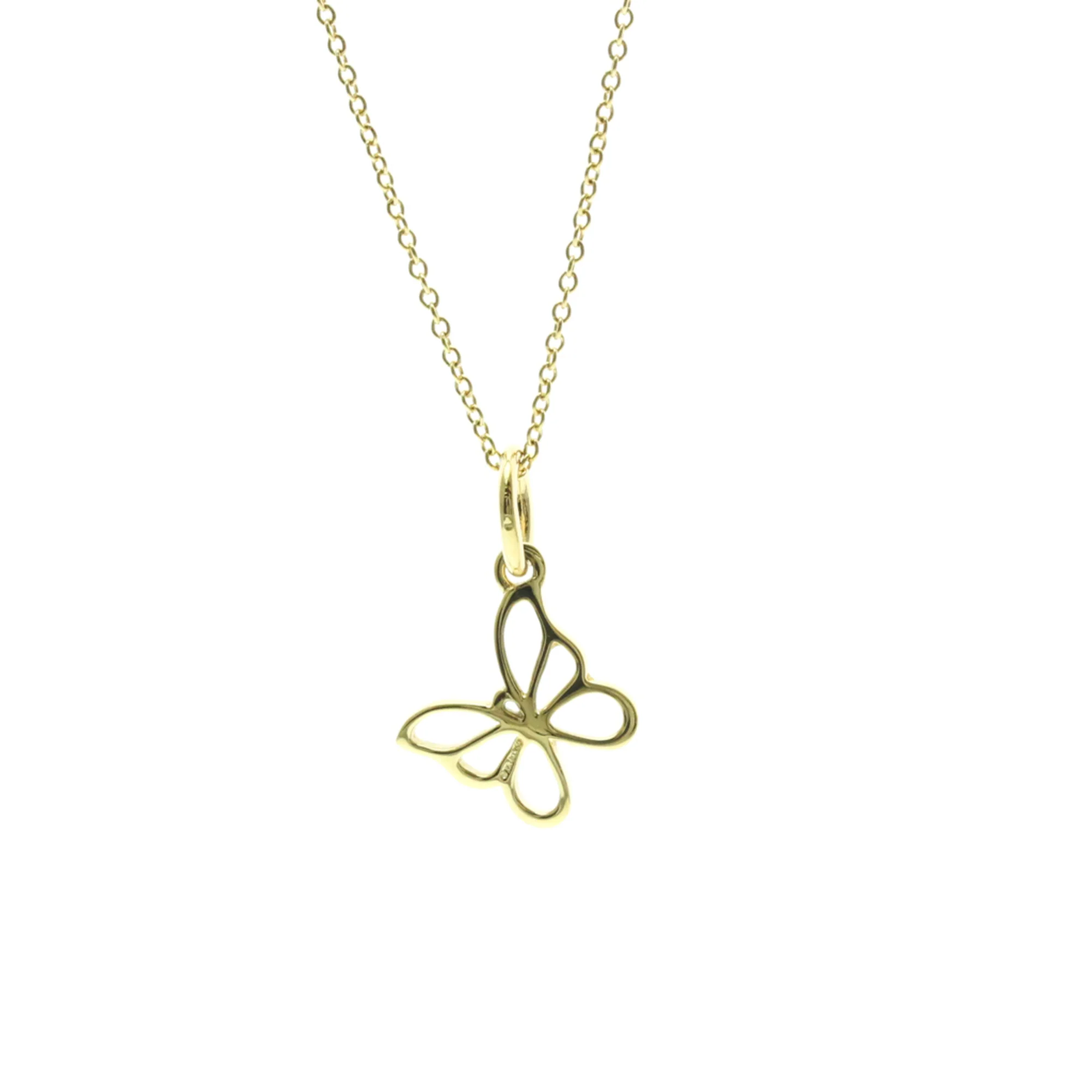 Butterfly Pendant Necklace 18K Yellow Gold