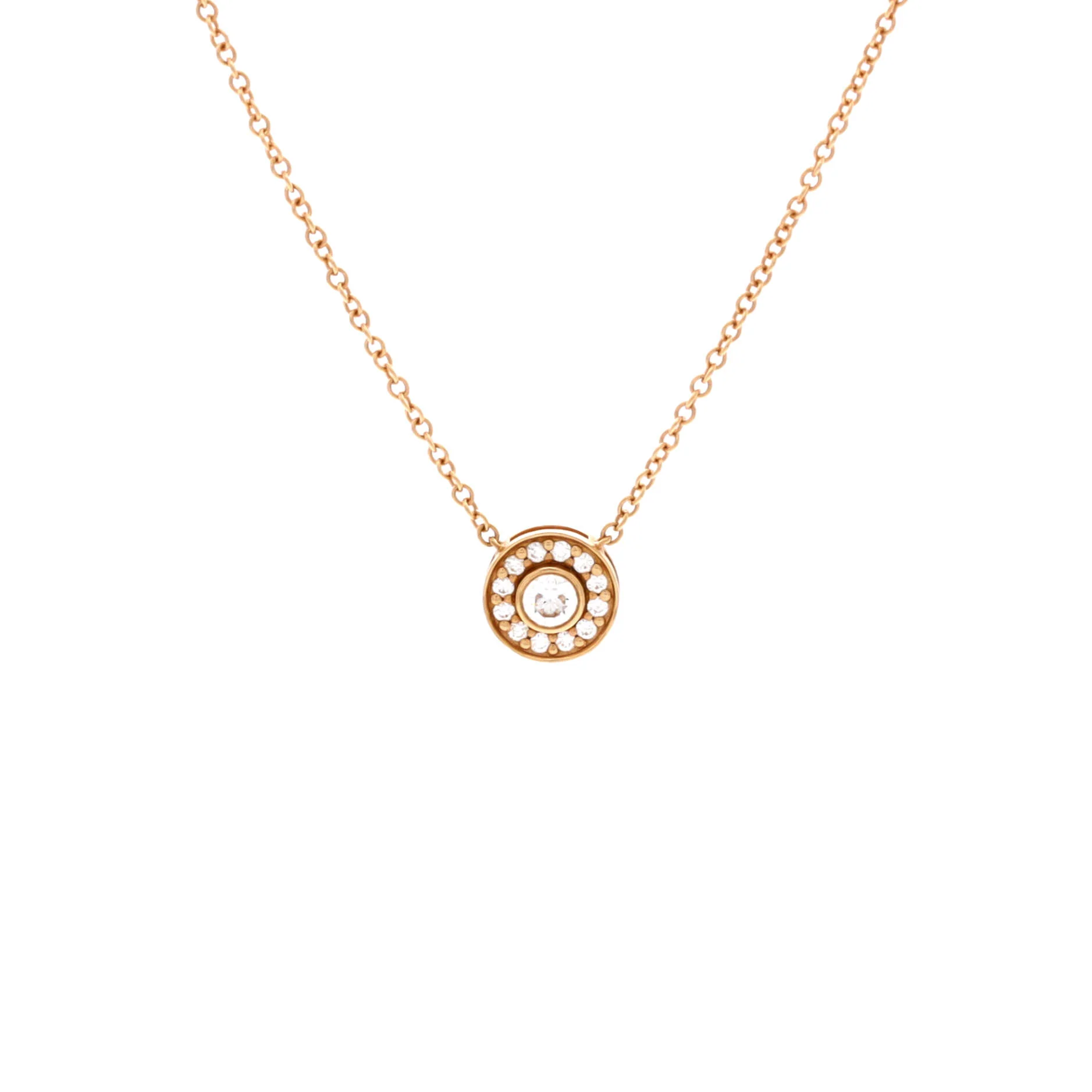 Circlet Pendant Necklace 18K Rose Gold with Diamonds Mini