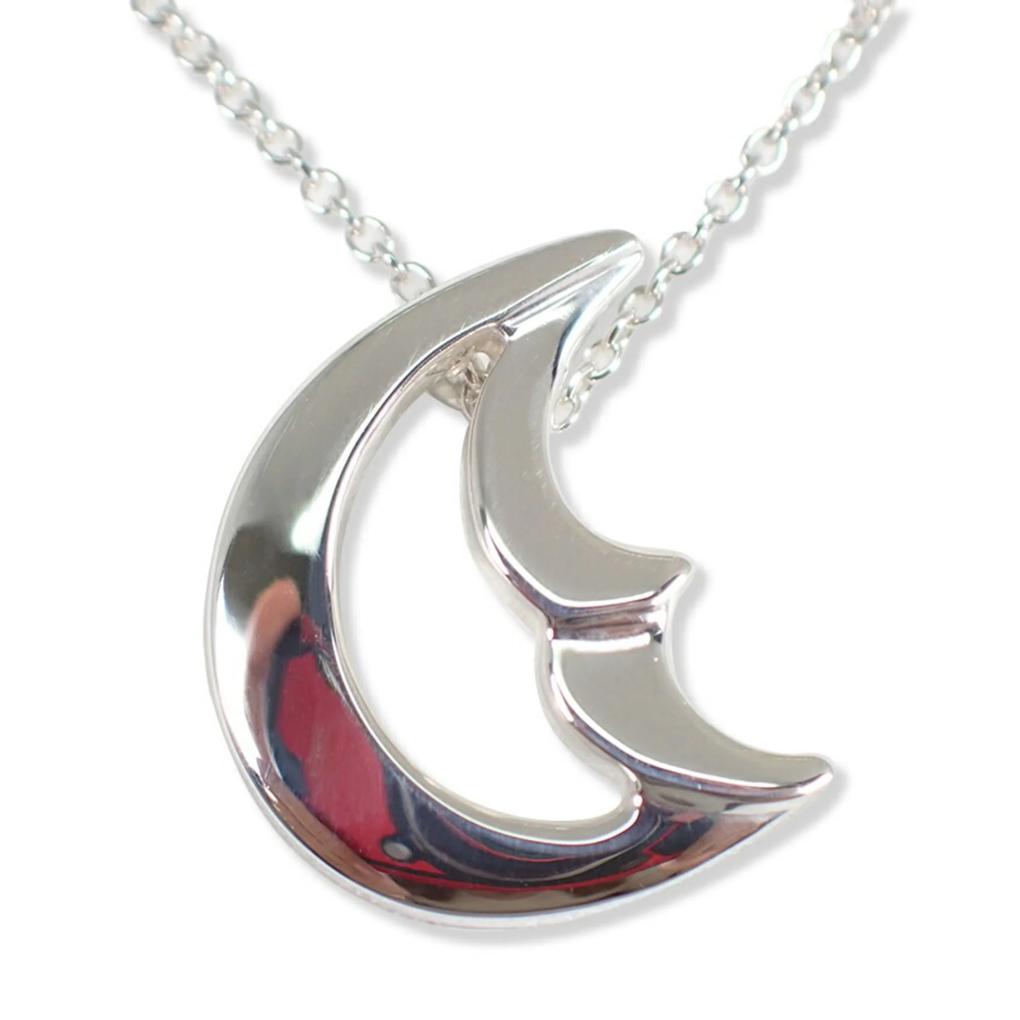 Crescent Moon Pendant Necklace Sterling Silver - Image 2