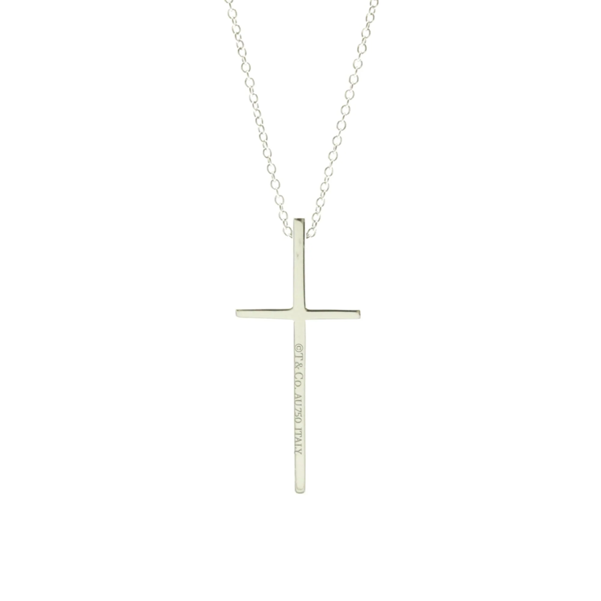 Cross Pendant Necklace 18K White Gold - Image 2