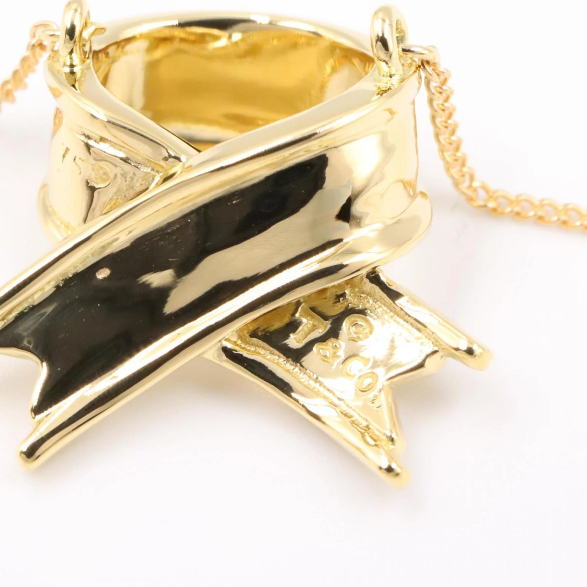 Cross Ribbon Pendant Necklace 18K Rose Gold and 18K Yellow Gold - Image 3