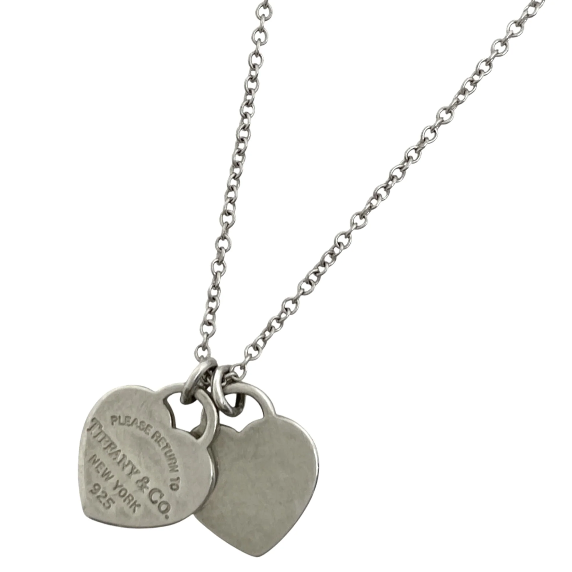 Double Heart Pendant Necklace Sterling Silver