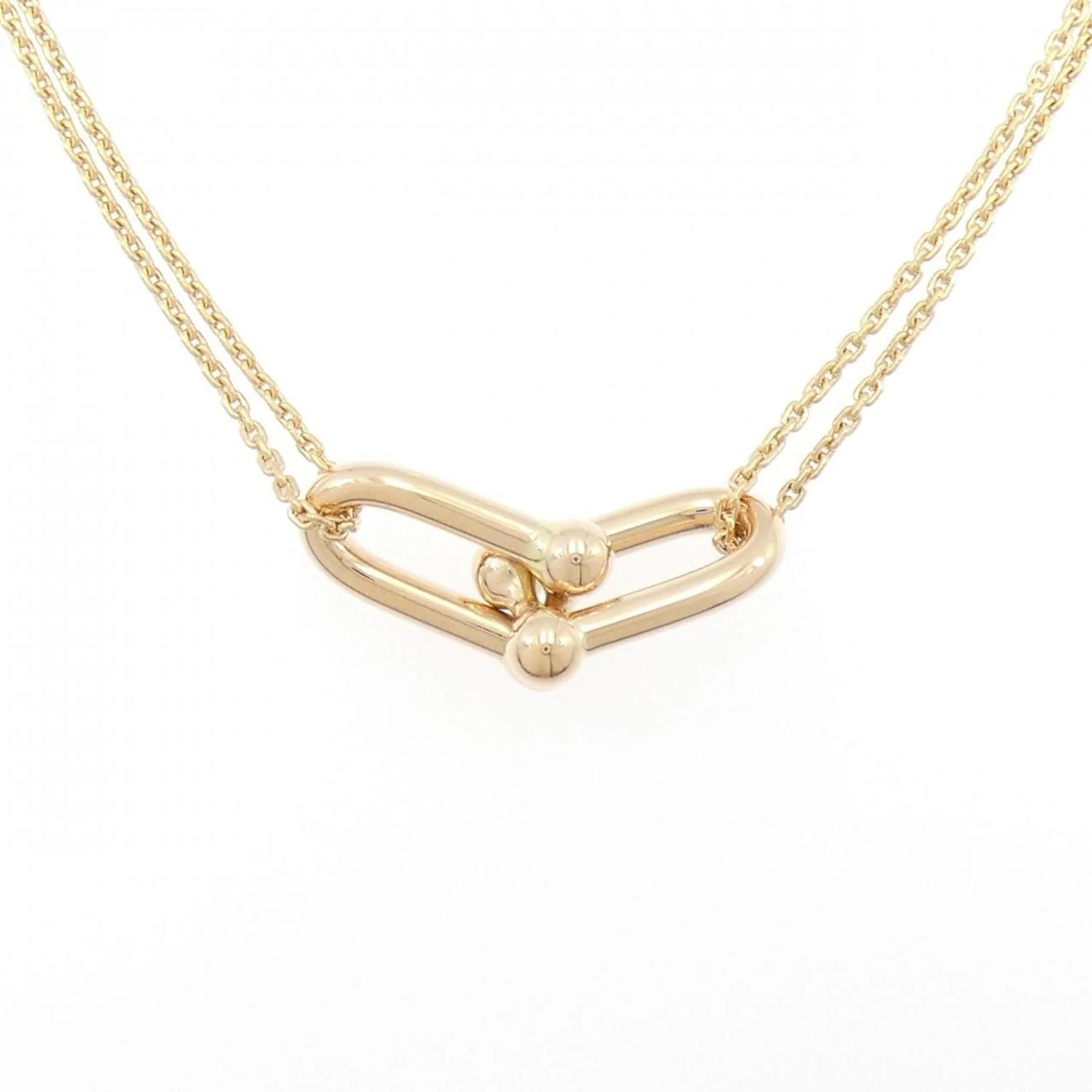Double Link Pendant Necklace 18K Rose Gold Large