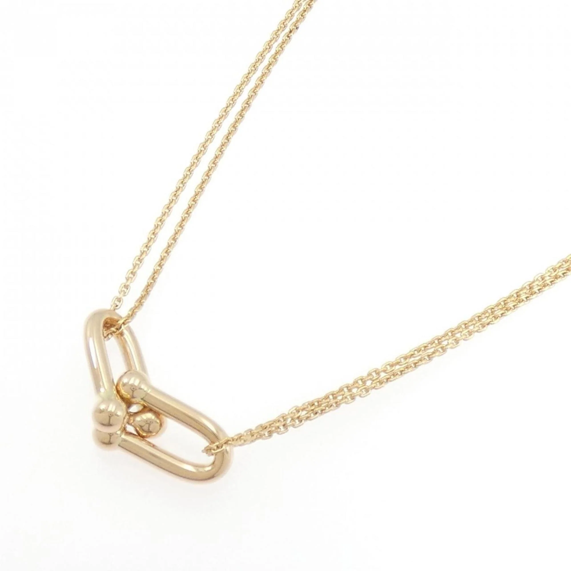 Double Link Pendant Necklace 18K Rose Gold Large - Image 2