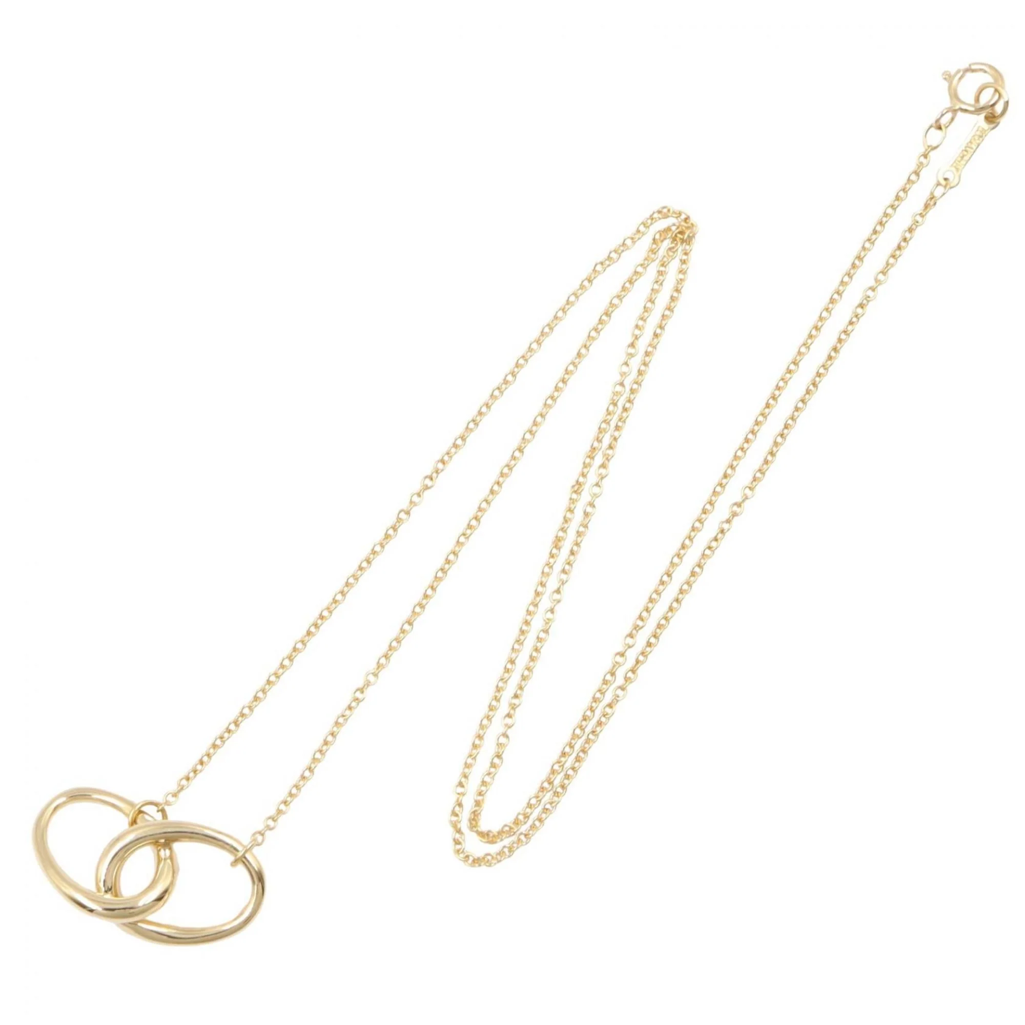 Double Loop Pendant Necklace 18K Yellow Gold - Image 2