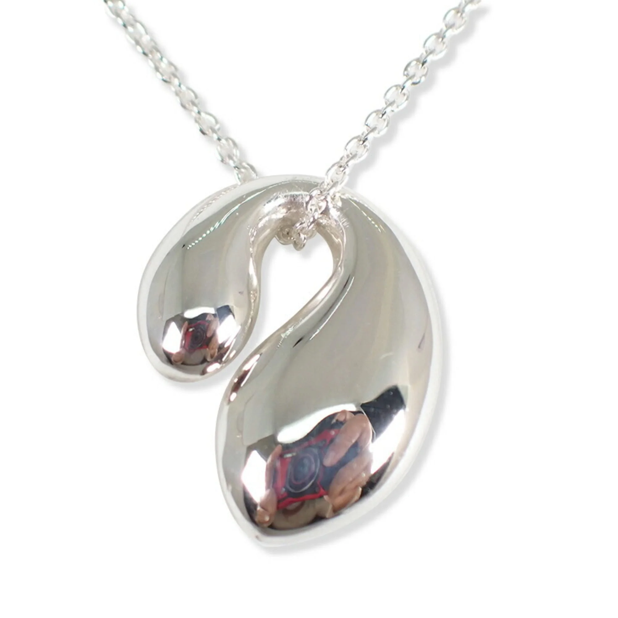 Double Teardrop Pendant Necklace Sterling Silver
