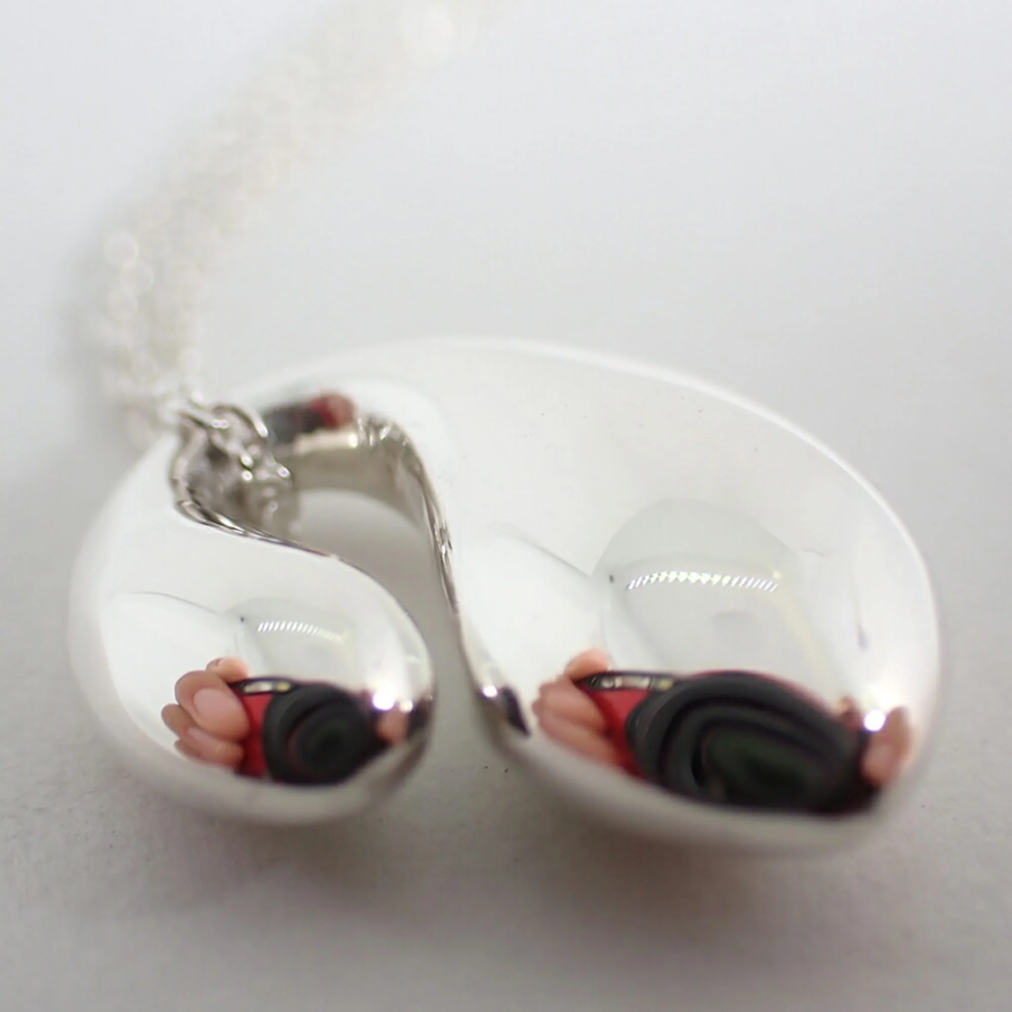 Double Teardrop Pendant Necklace Sterling Silver - Image 7
