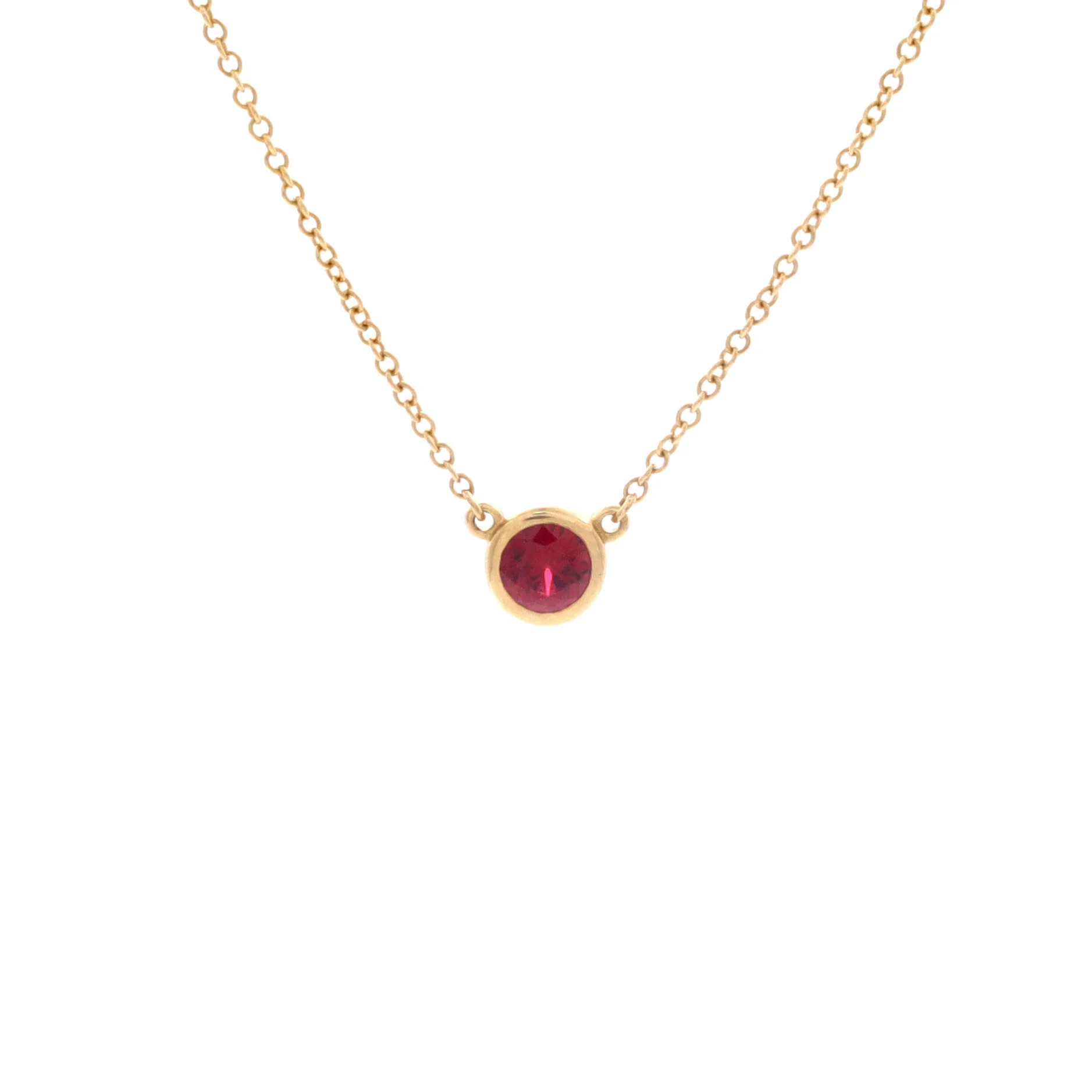 Elsa Peretti Color By The Yard Pendant Necklace 18K Yellow Gold with Ruby .23CT