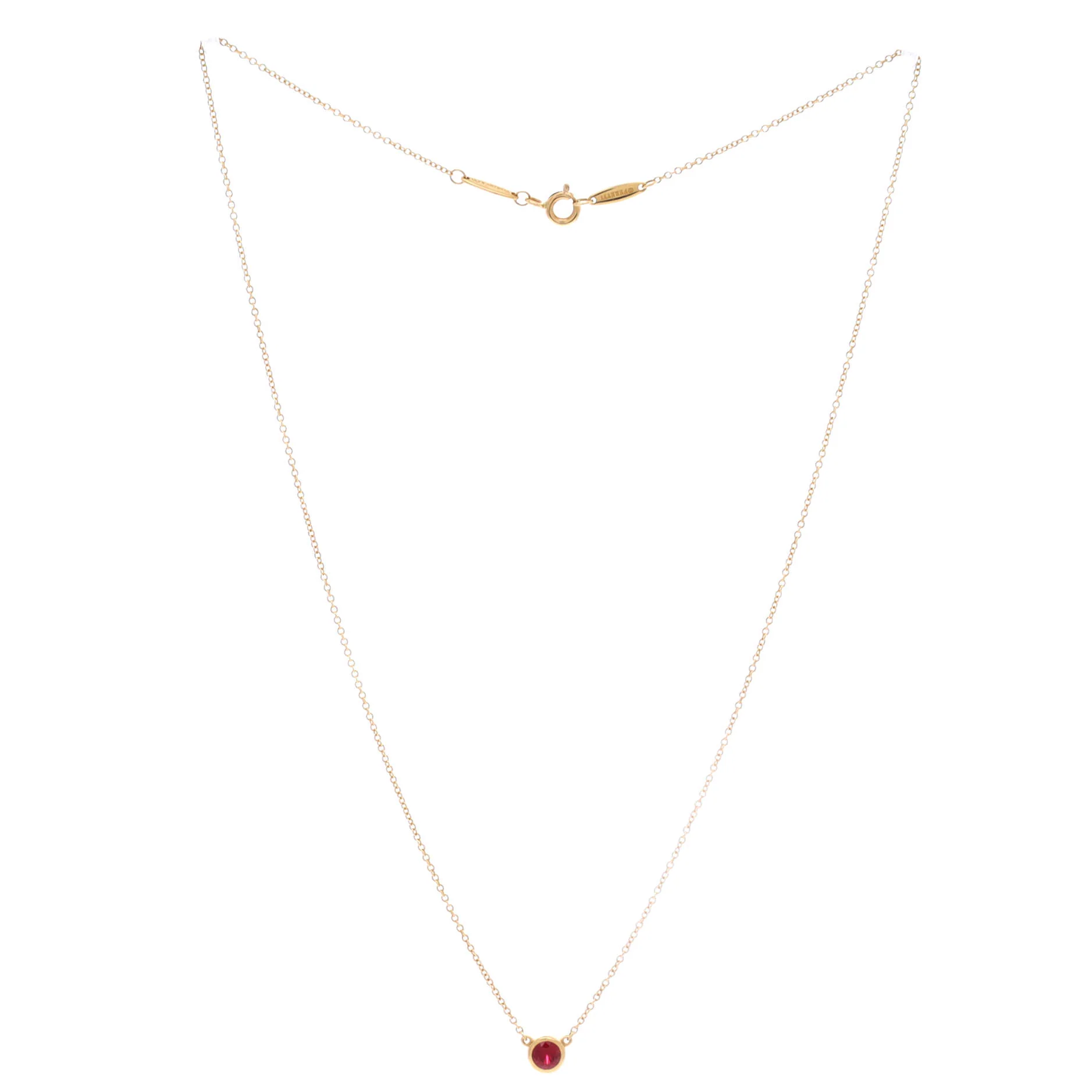 Elsa Peretti Color By The Yard Pendant Necklace 18K Yellow Gold with Ruby .23CT - Image 3