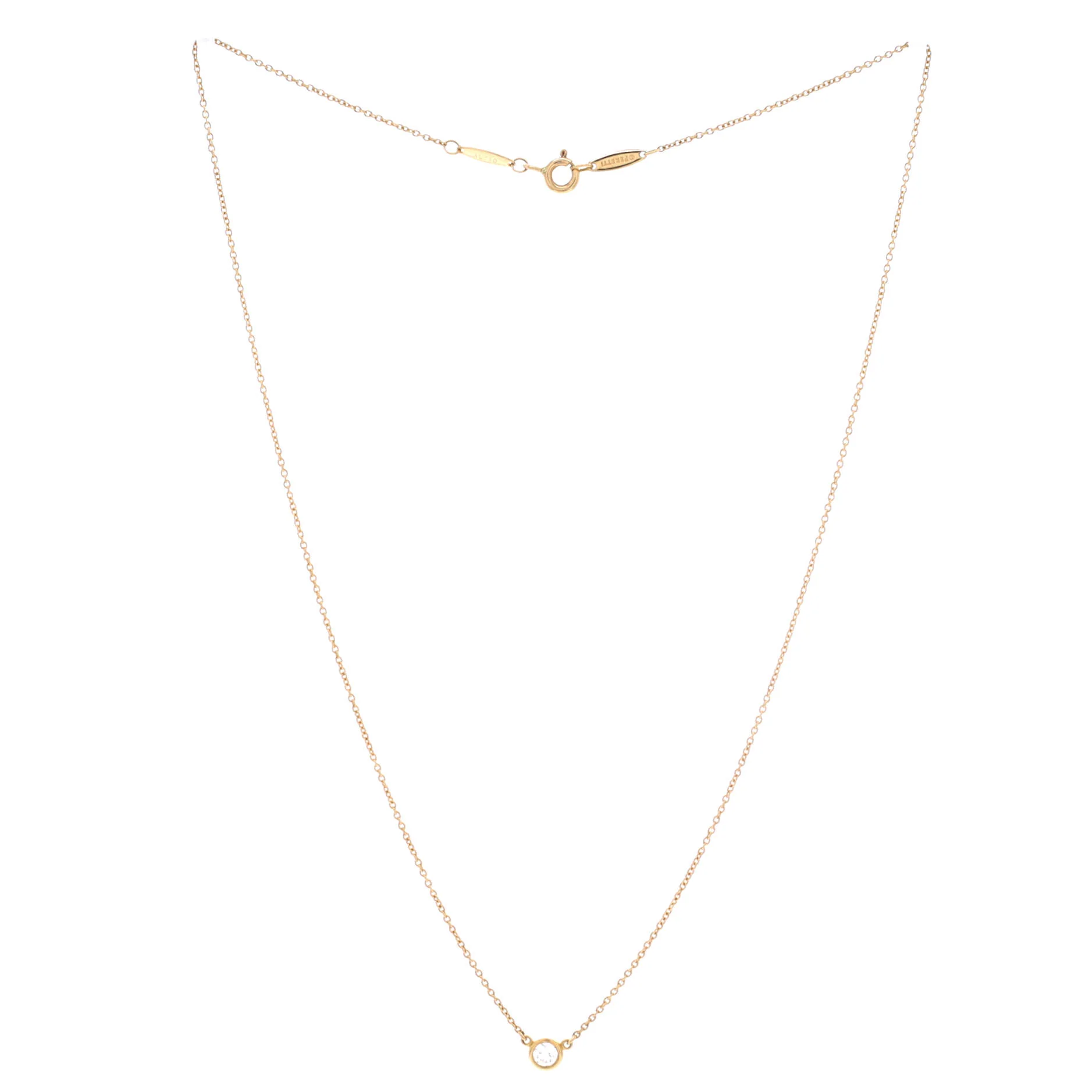 Elsa Peretti Diamonds By The Yard Pendant Necklace 18K Yellow Gold and Diamond 0.10-0.19CT - Image 2