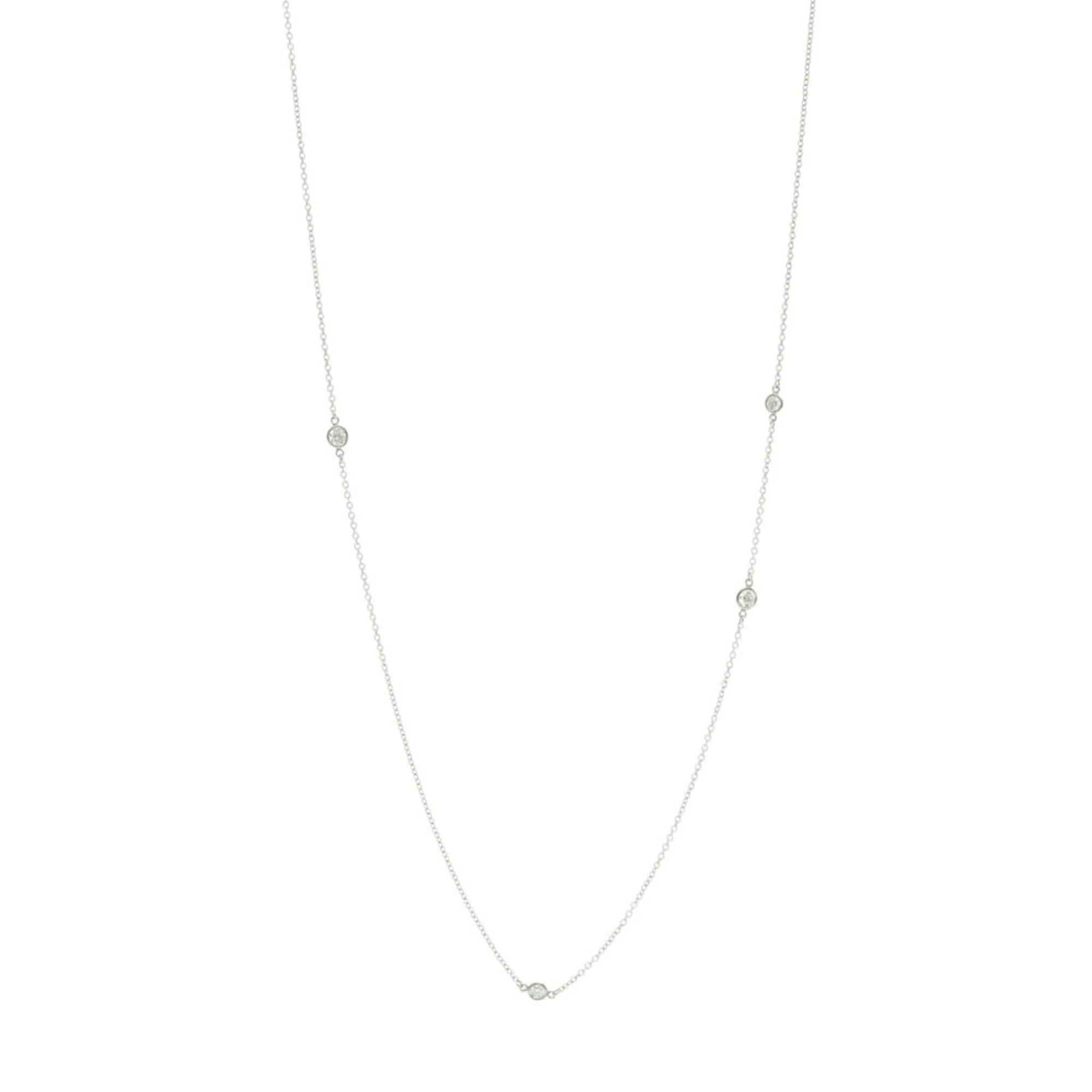 Elsa Peretti Diamonds By The Yard Pendant Necklace Sterling Silver and Platinum and Diamond