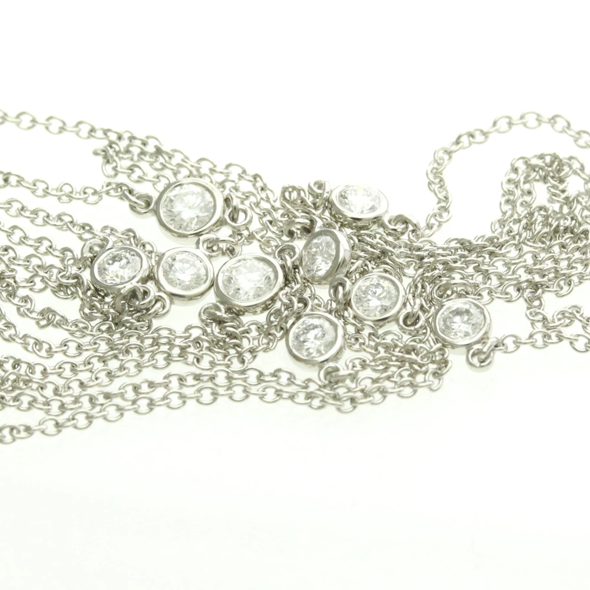 Elsa Peretti Diamonds By The Yard Pendant Necklace Sterling Silver and Platinum and Diamond - Image 8