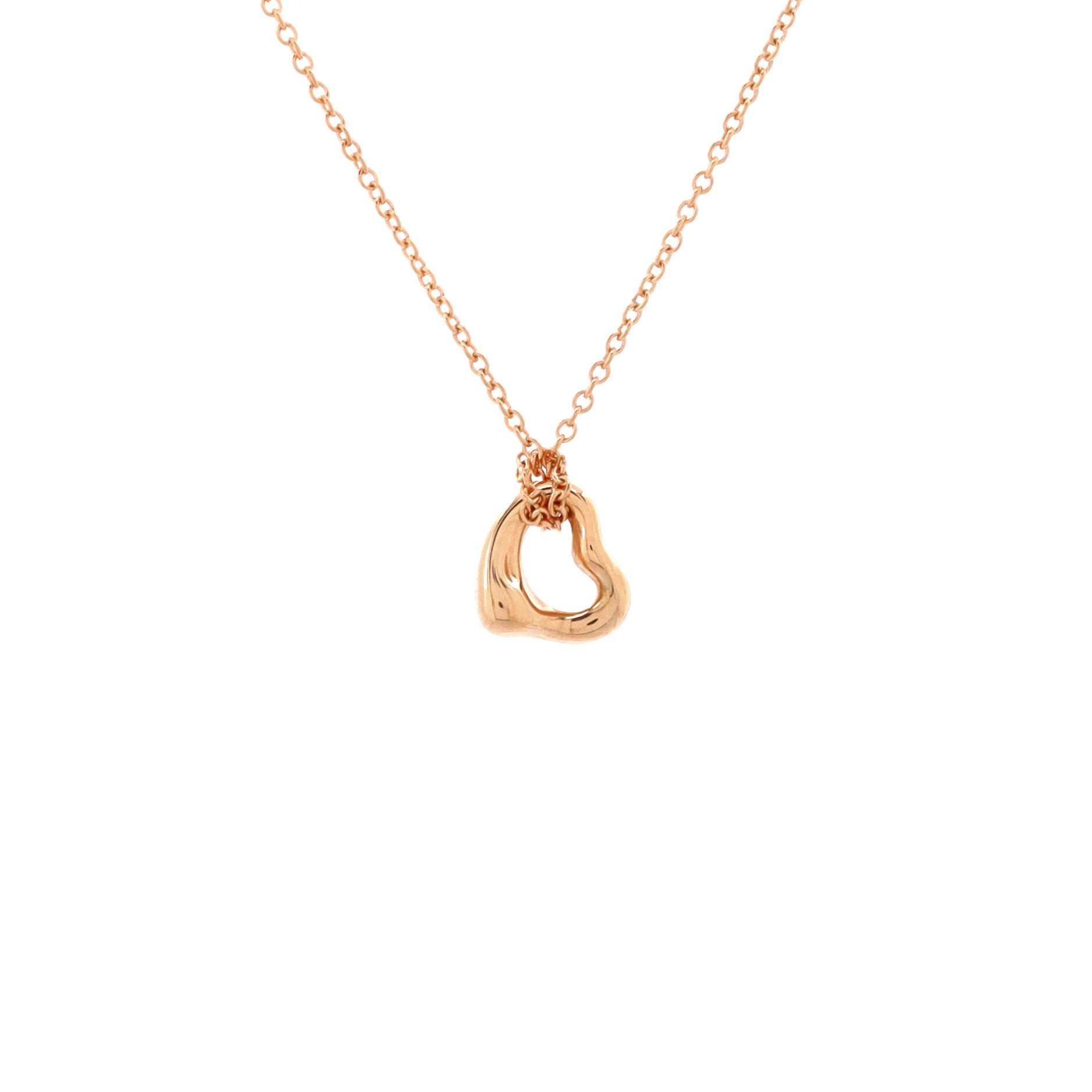 Elsa Peretti Open Heart Pendant Necklace 18K Rose Gold 7mm