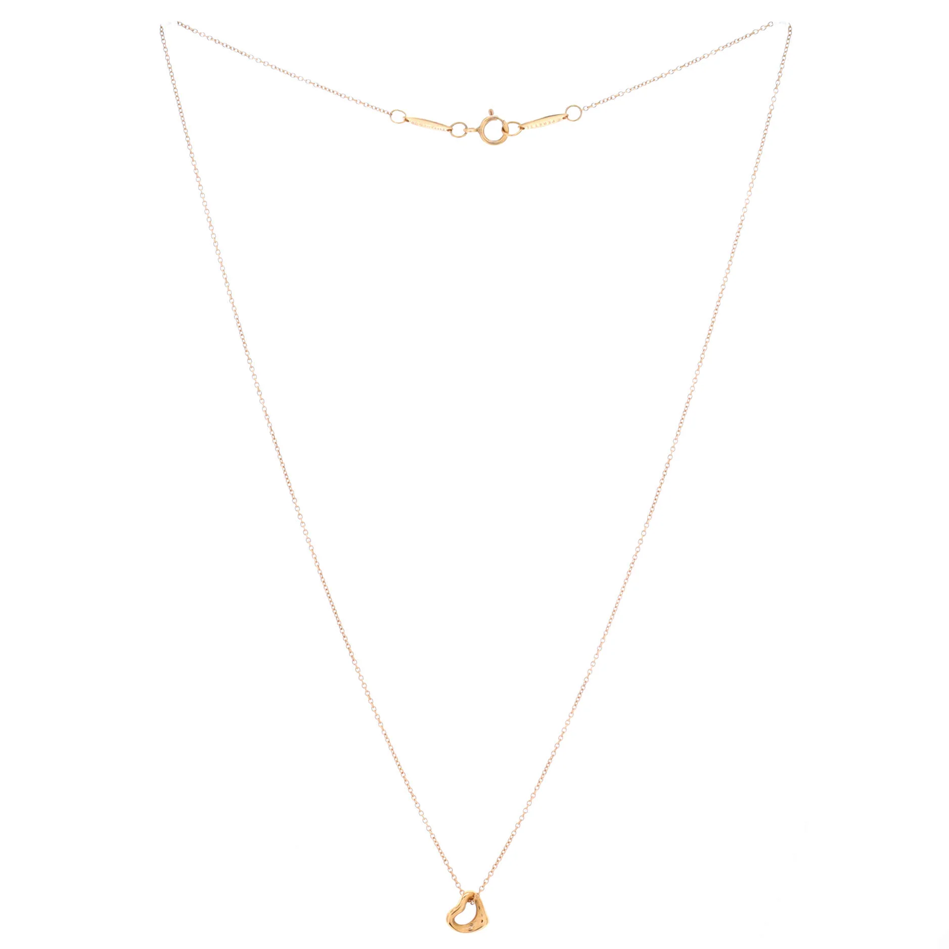 Elsa Peretti Open Heart Pendant Necklace 18K Rose Gold 7mm - Image 2