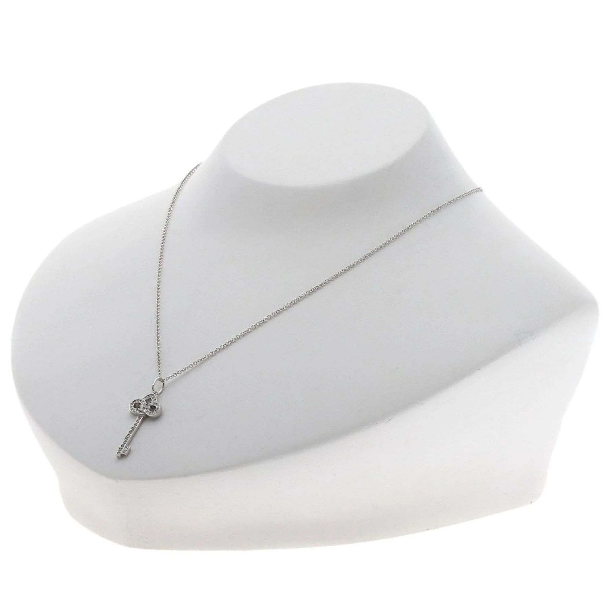 Fleur De Lis Key Pendant Necklace Platinum and 18K White Gold with Diamond - Image 4