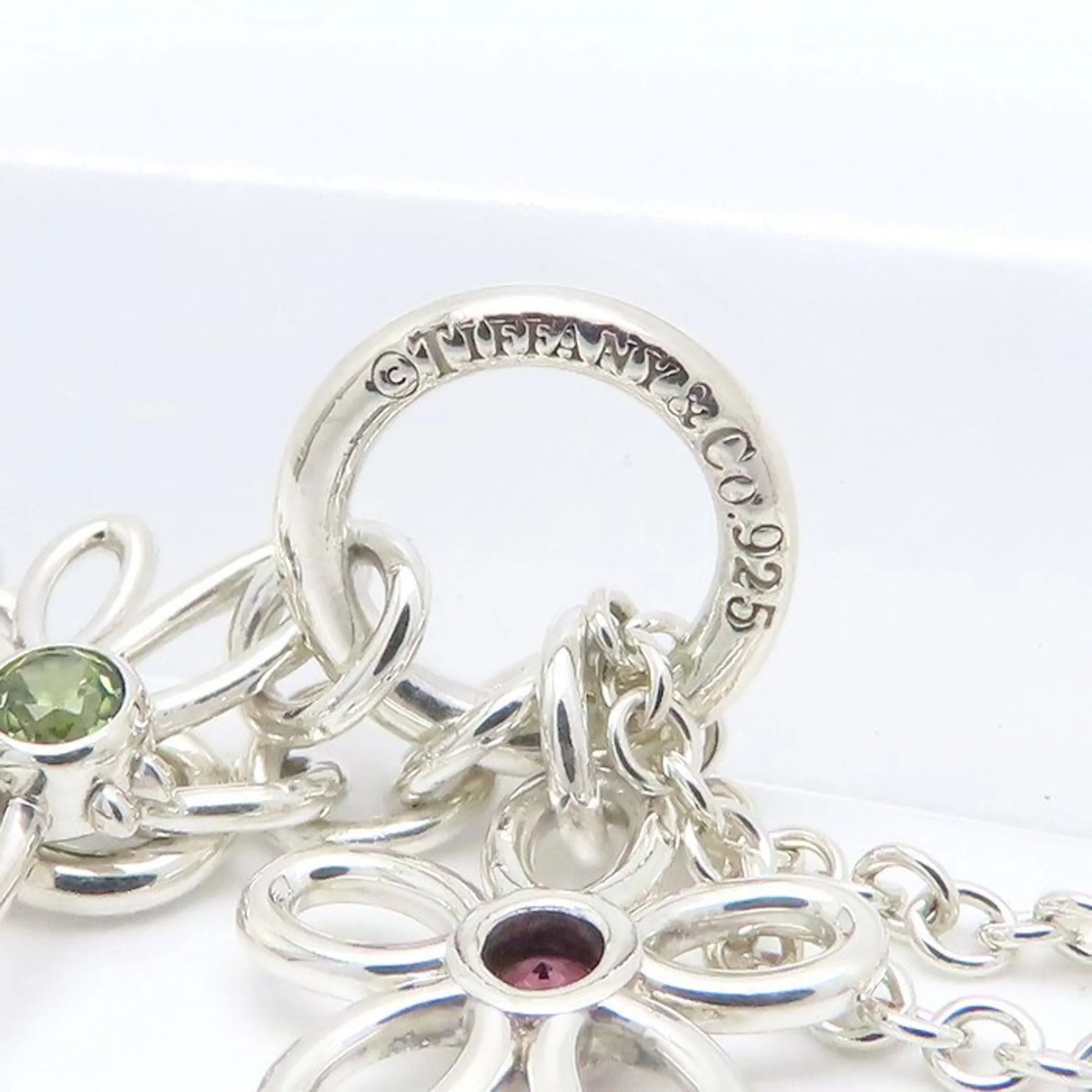 Flower Butterfly Bee Pendant Necklace Sterling Silver with Multicolored Stones - Image 7