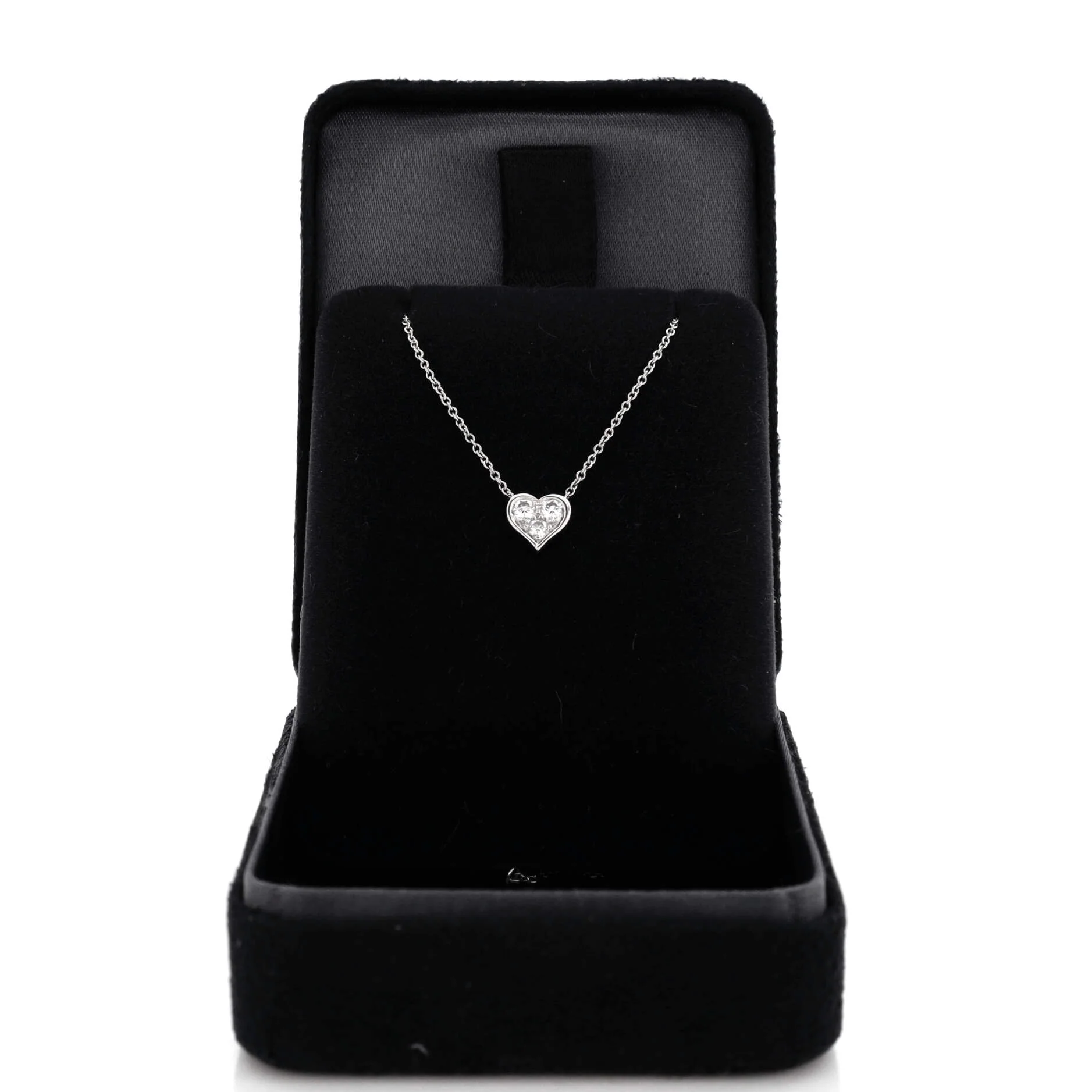 Heart 3 Diamond Pendant Necklace Platinum with Diamonds - Image 2