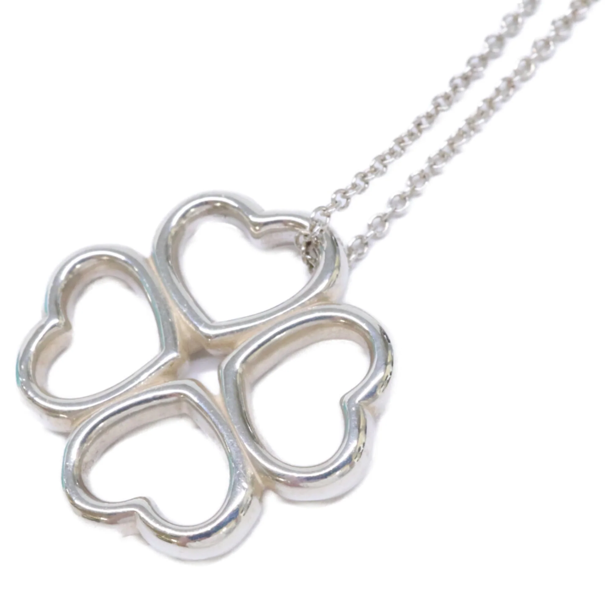Heart Clover Pendant Necklace Sterling Silver