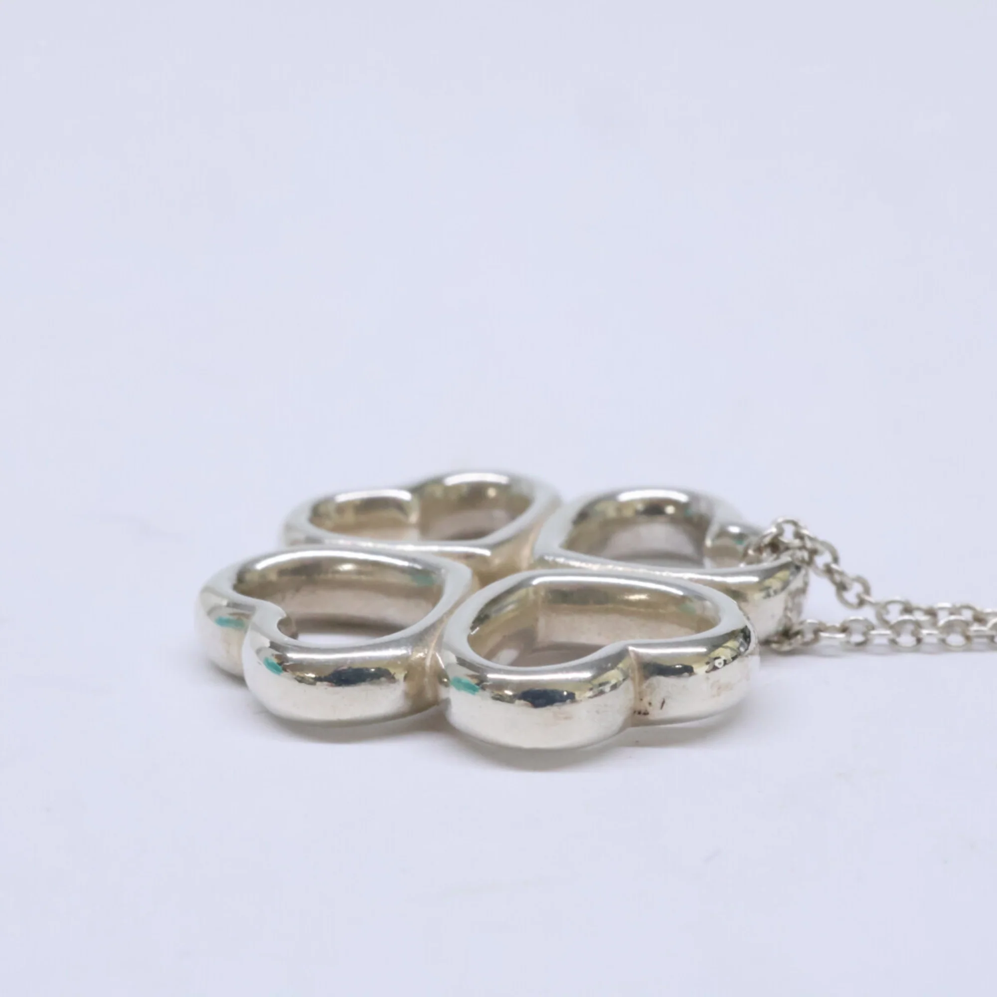 Heart Clover Pendant Necklace Sterling Silver - Image 3