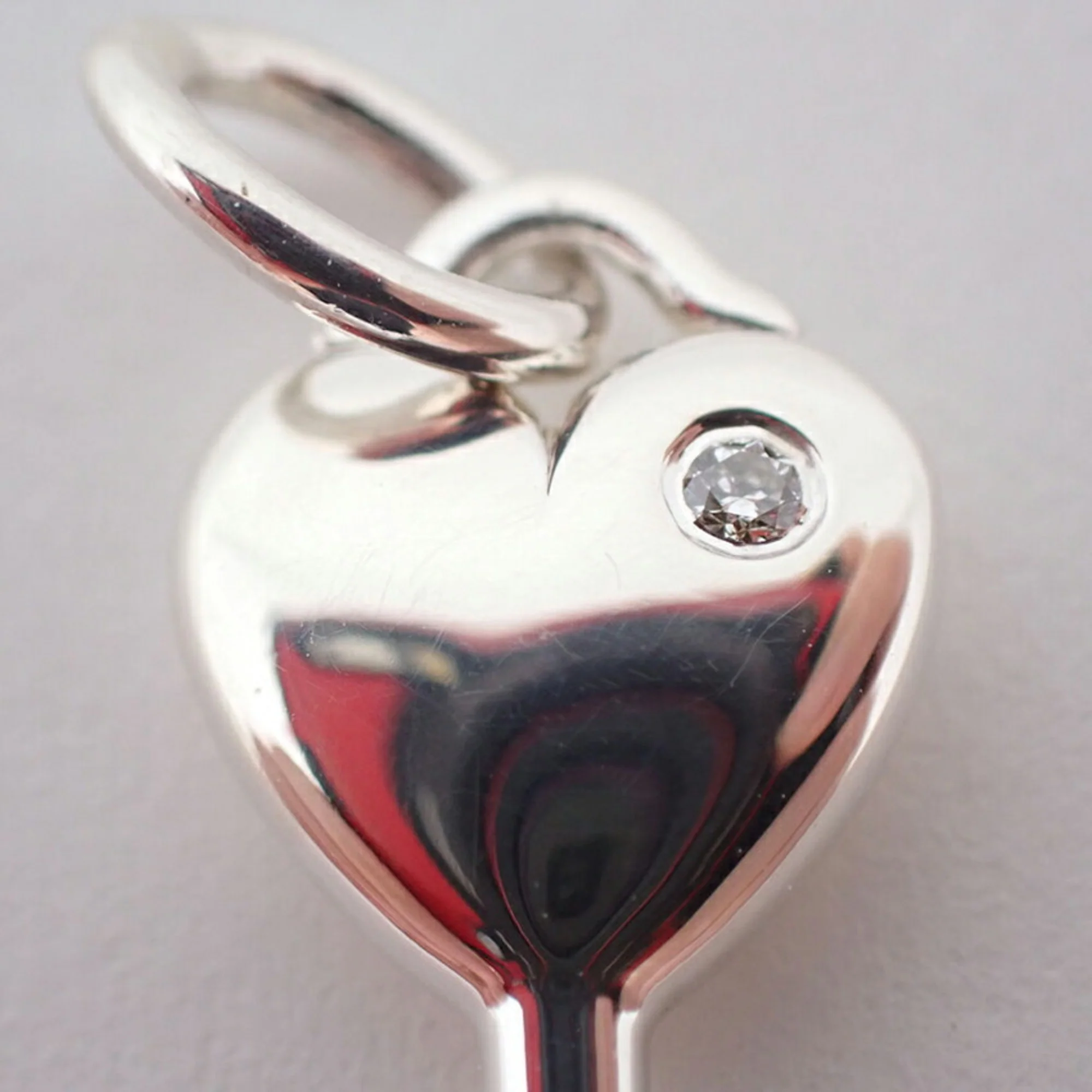 Heart Key Pendant Necklace Sterling Silver With Diamond - Image 3