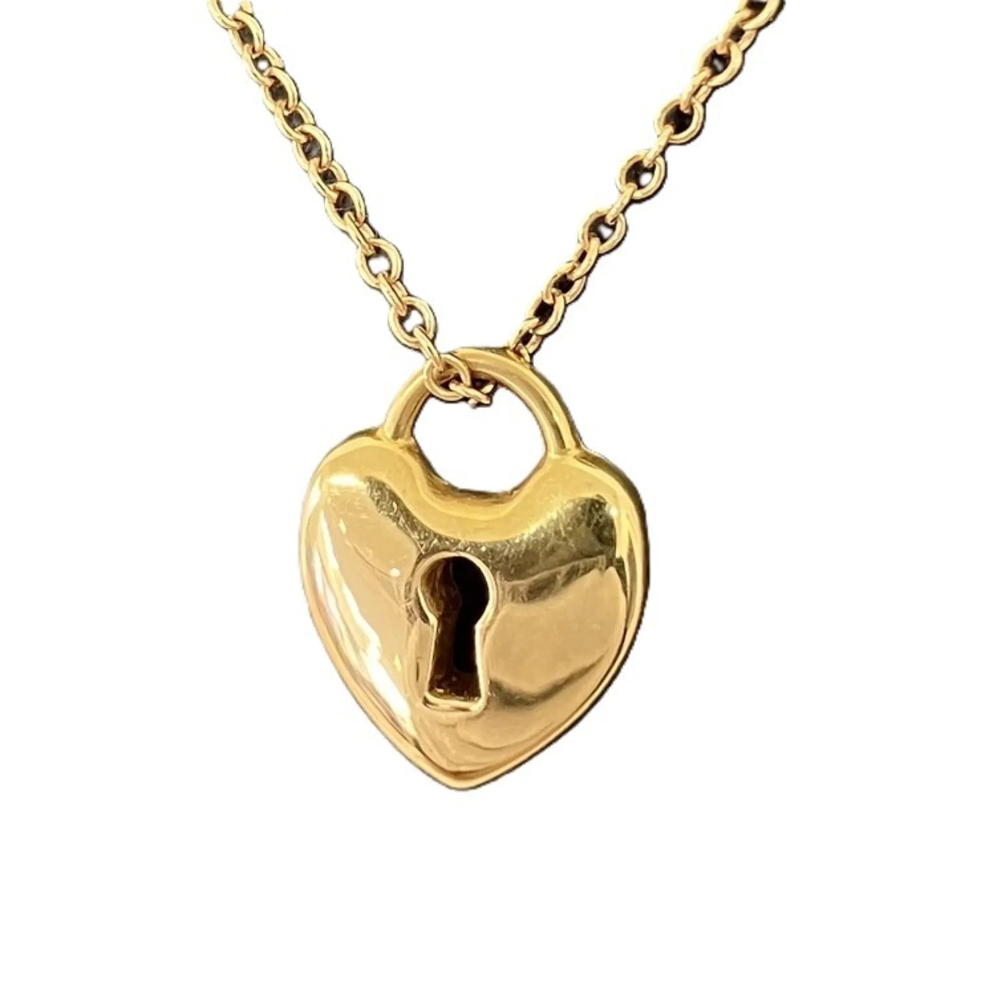 Heart Lock Pendant Necklace 18K Gold - Image 3