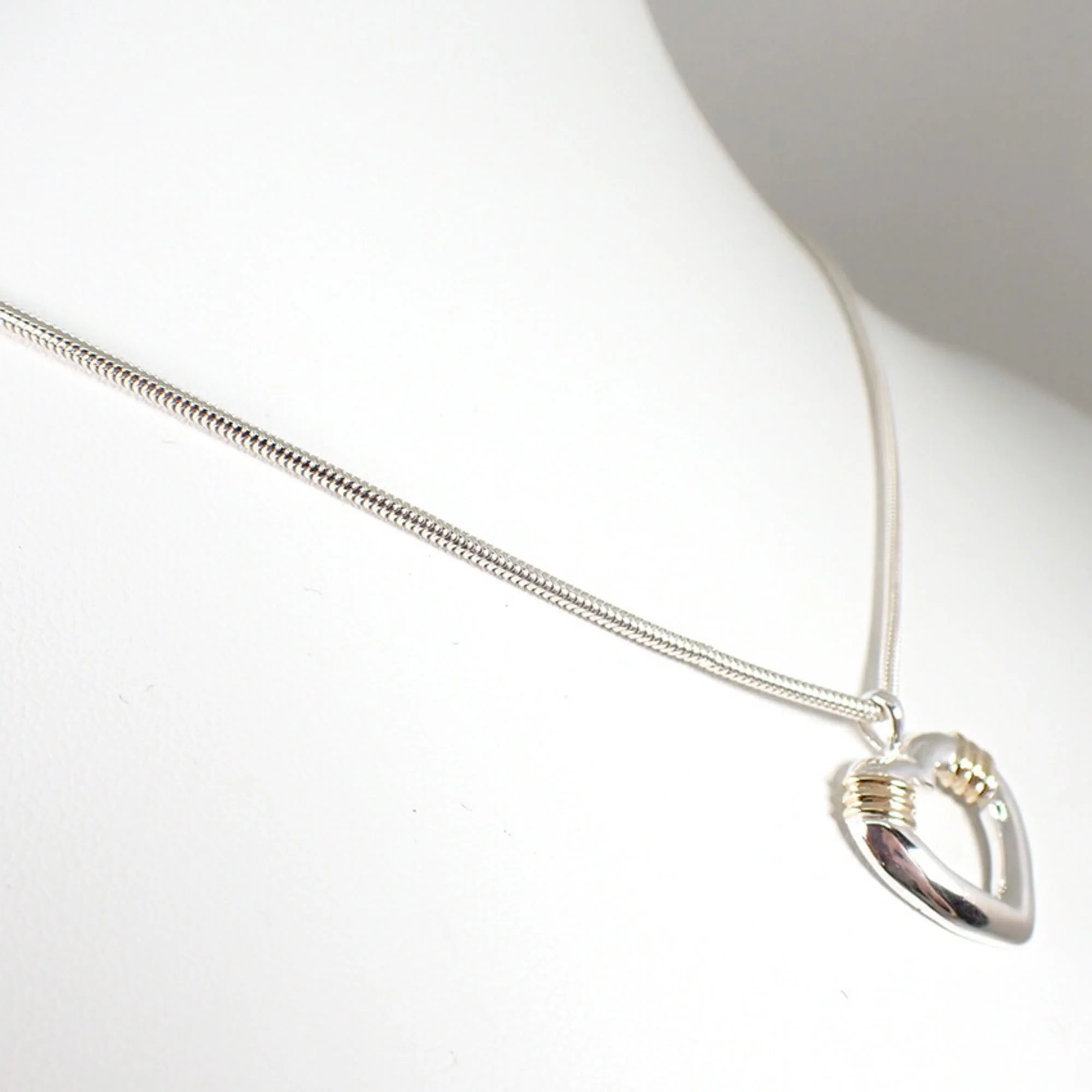 Heart Pendant Necklace 18K Rose Gold and Sterling Silver - Image 4