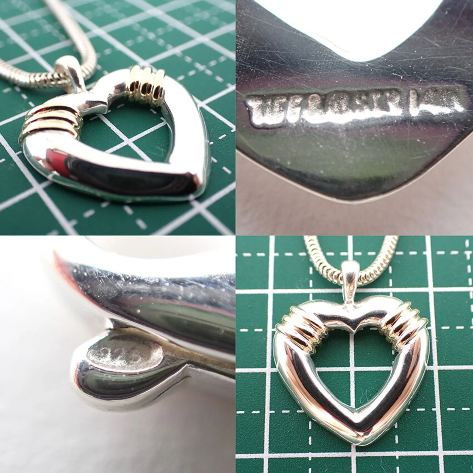 Heart Pendant Necklace 18K Rose Gold and Sterling Silver - Image 9