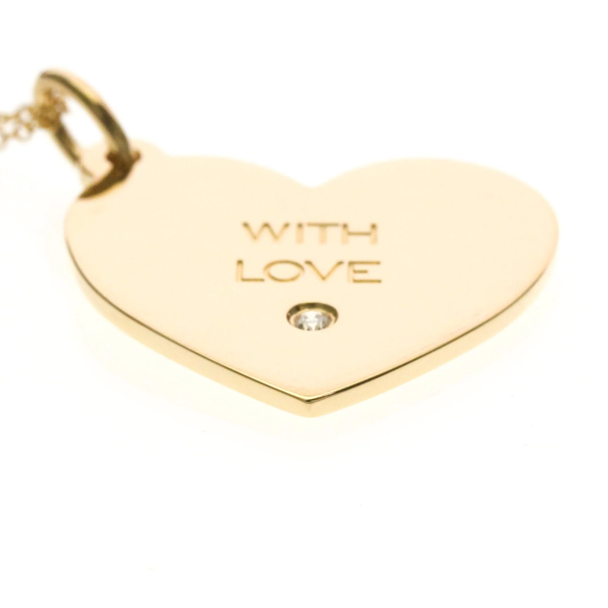 Heart Pendant Necklace 18K Rose Gold with Diamond - Image 4