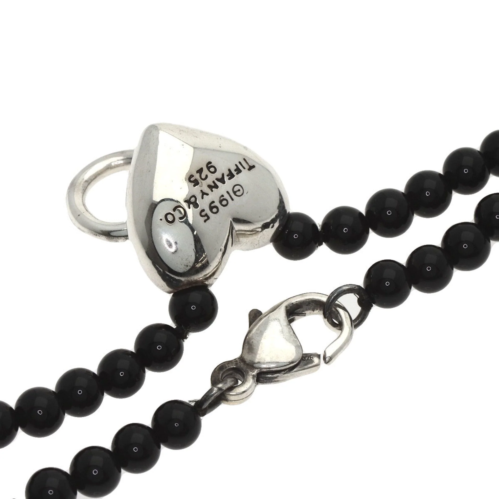 Heart Pendant Necklace Sterling Silver With Onyx - Image 2