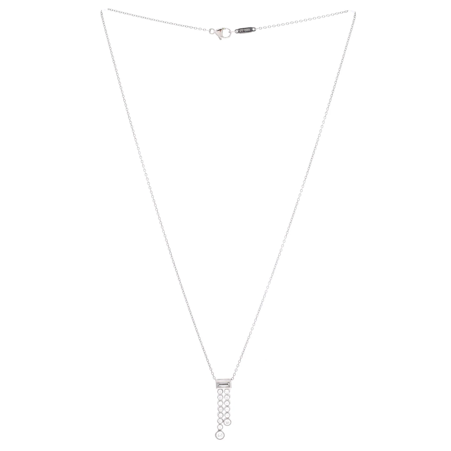 Jazz Graduated Double Drop Pendant Necklace Platinum and Diamonds - Image 2