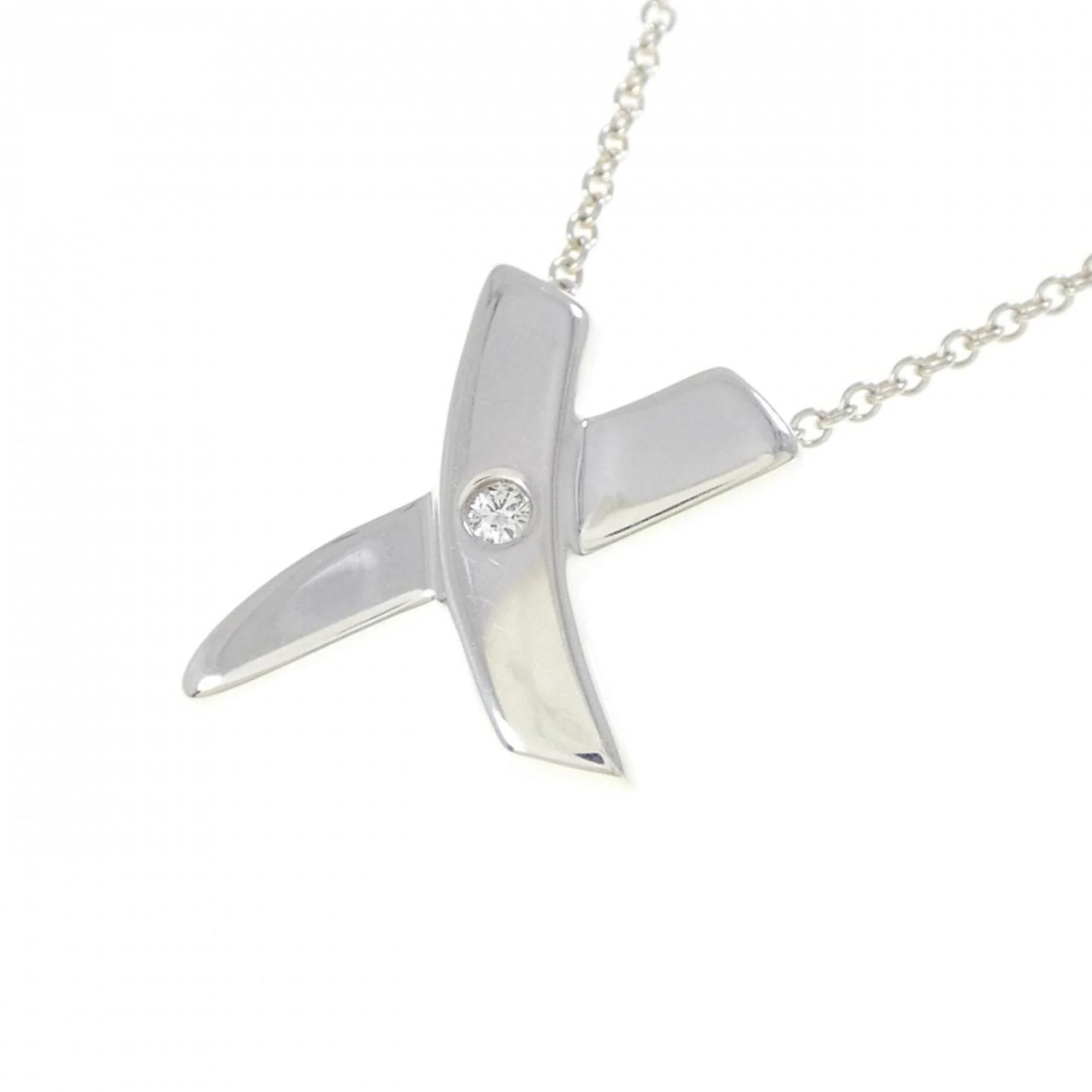 Kiss Pendant Necklace Sterling Silver with Diamond - Image 3