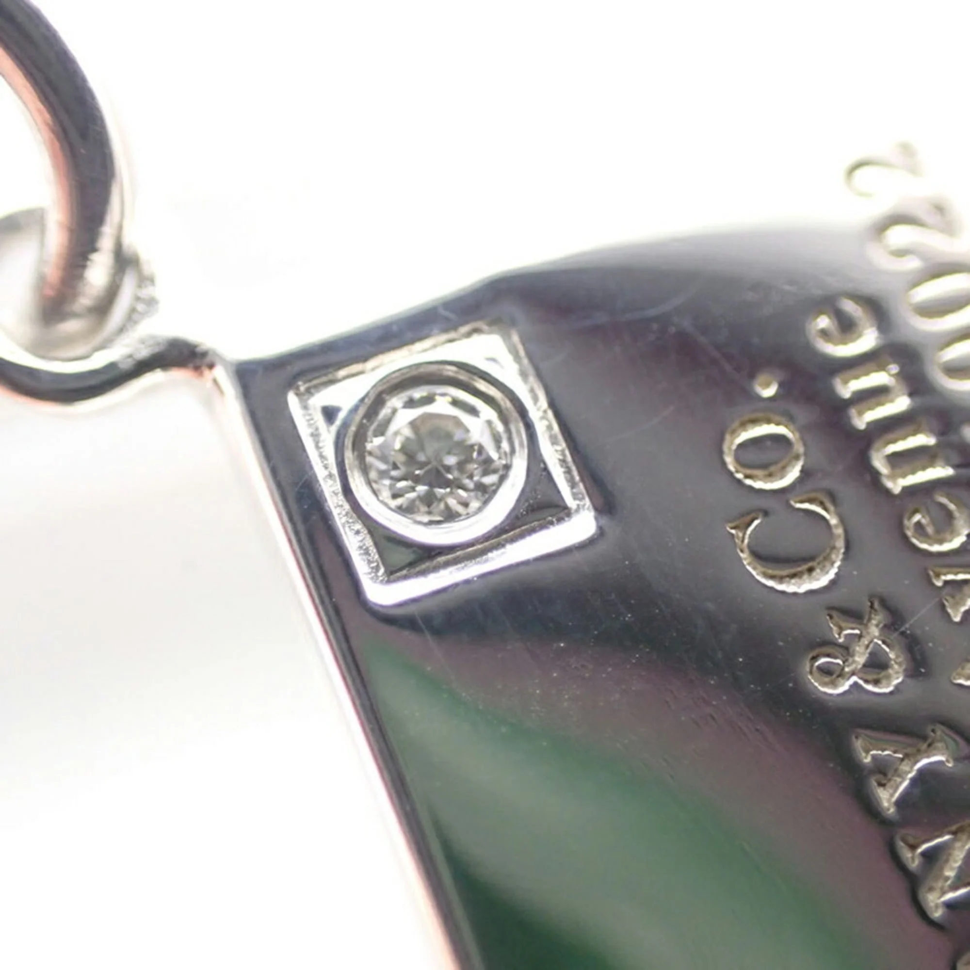 Letter Plate Pendant Necklace Sterling Silver with Diamond - Image 8