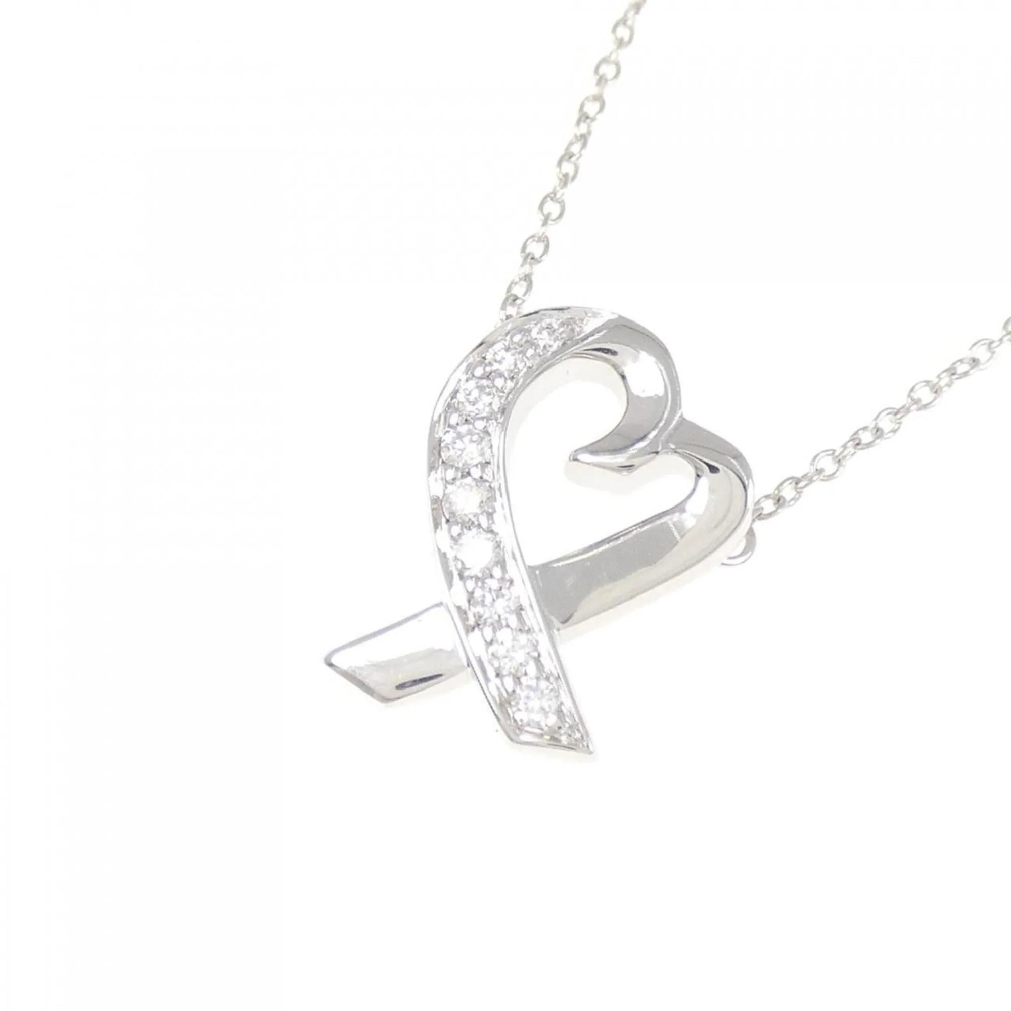 Loving Heart Pendant Necklace 18K White Gold with Diamond - Image 3