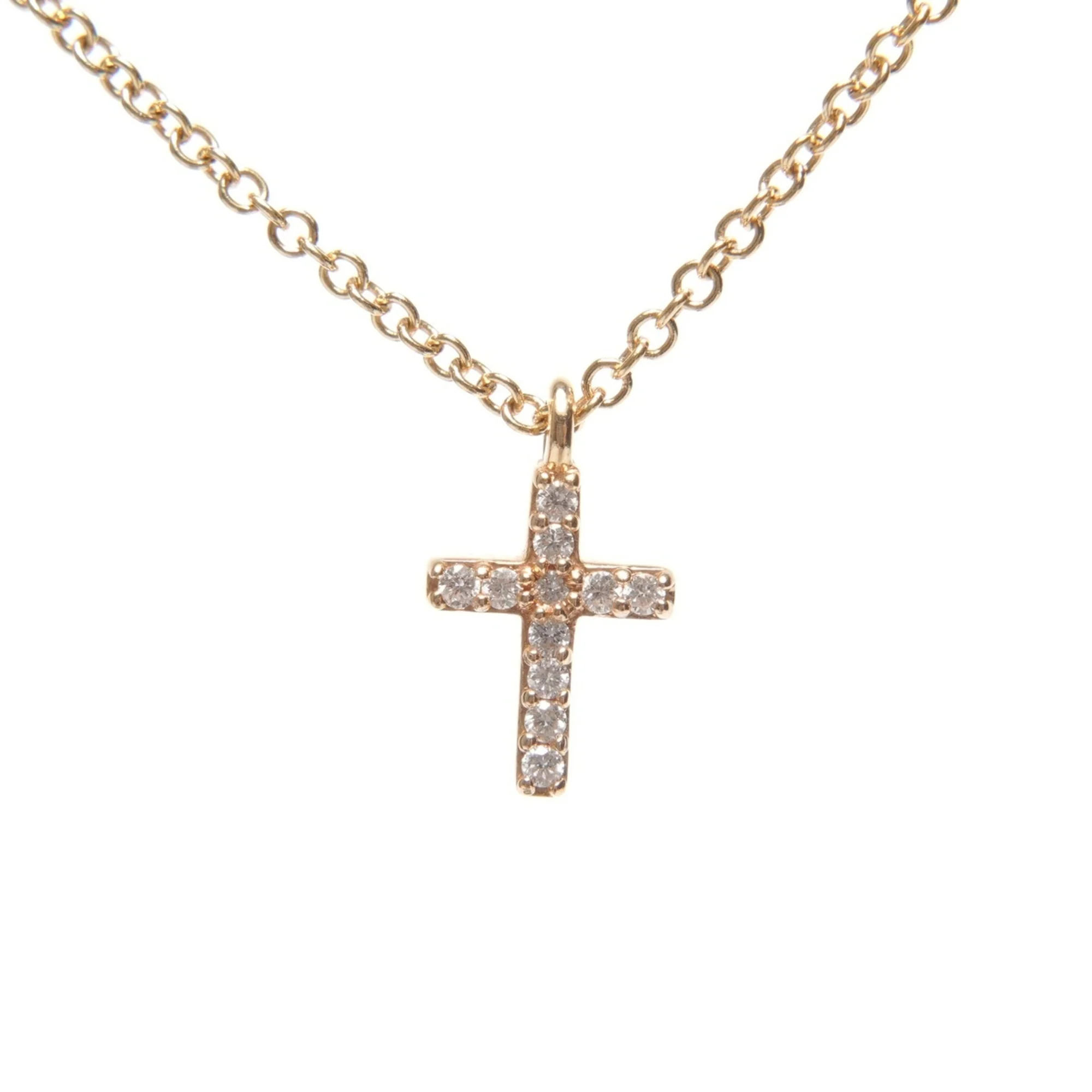 Metro Cross Pendant Necklace 18K Gold With Diamond Mini