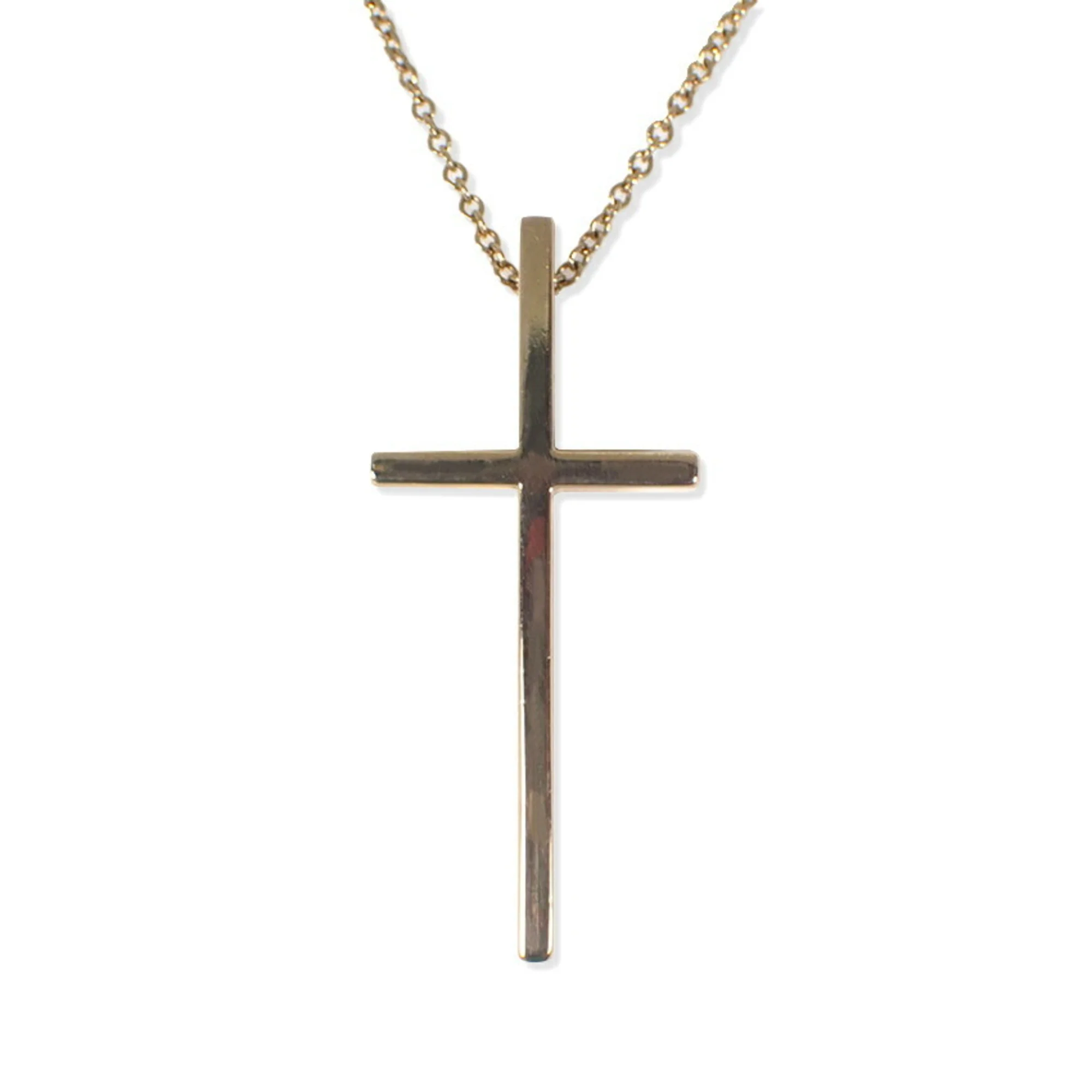 Metro Cross Pendant Necklace 18K Yellow Gold