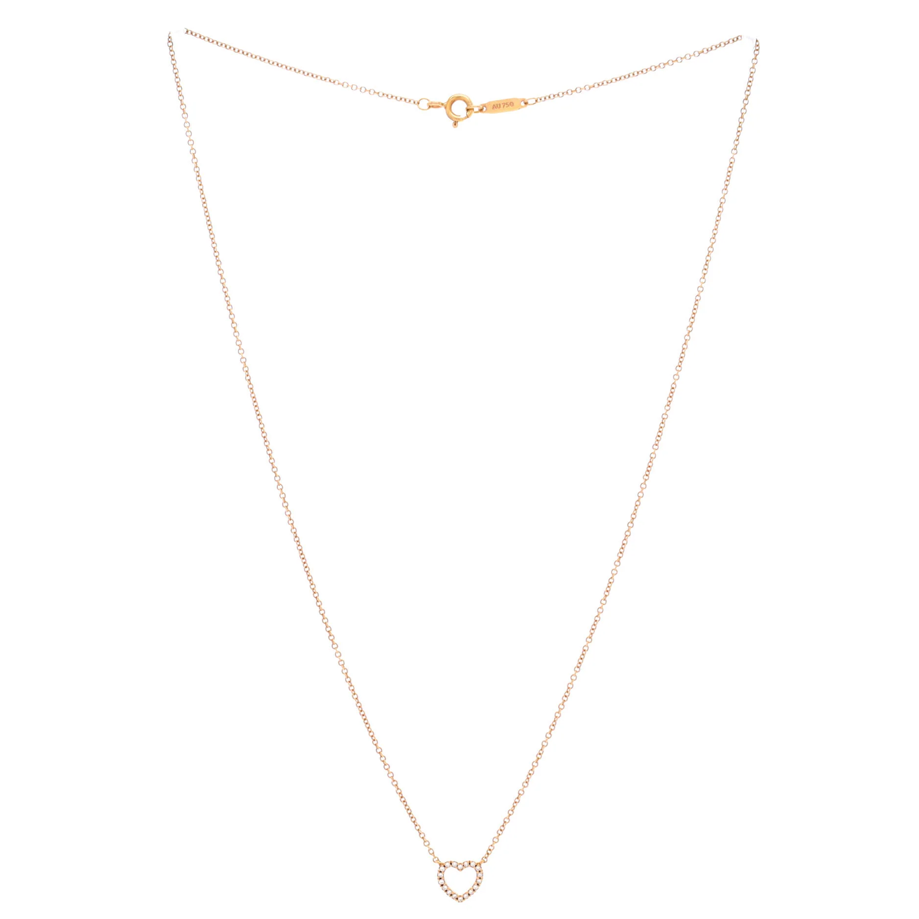 Metro Open Heart Pendant Necklace 18K Rose Gold and Diamonds Mini - Image 2