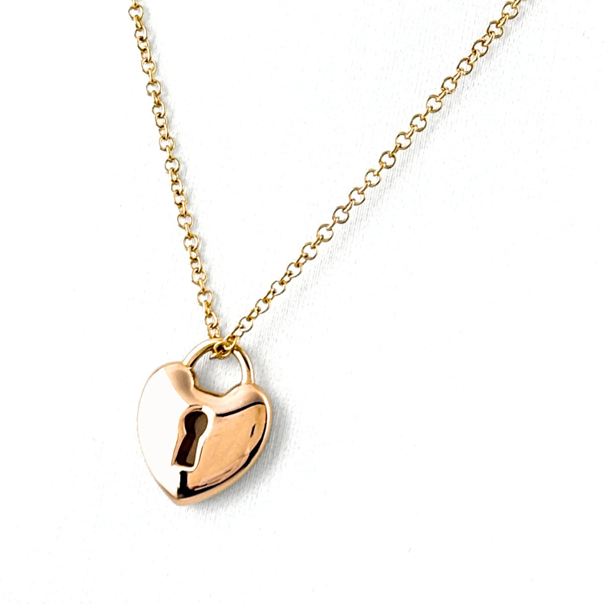 Mini Heart Lock Pendant Necklace 18K Rose Gold